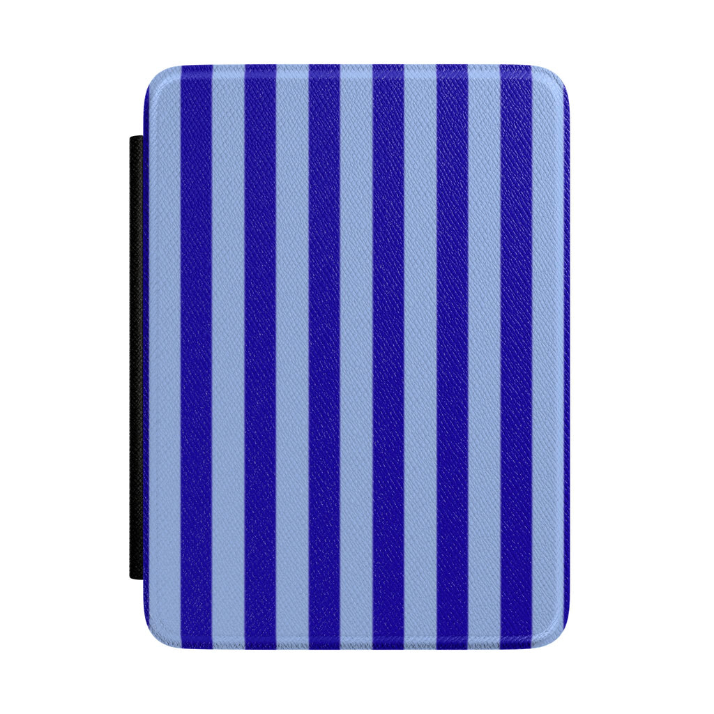 Hardcover Kindle case with vertical royal blue and light blue stripes