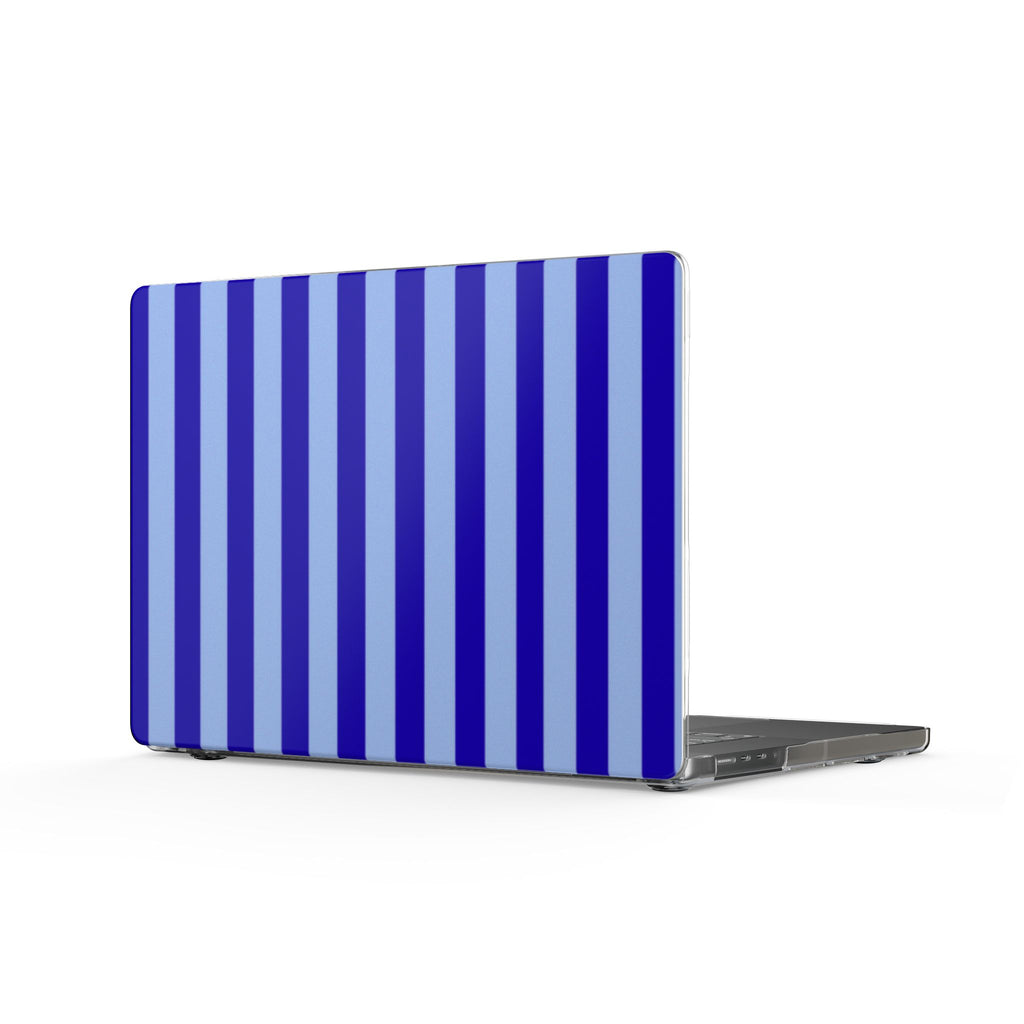 MacBook laptop cover with vertical royal blue striped pattern