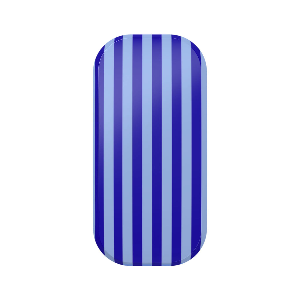 Vertical striped phone grip pad with blue and light purple stripes