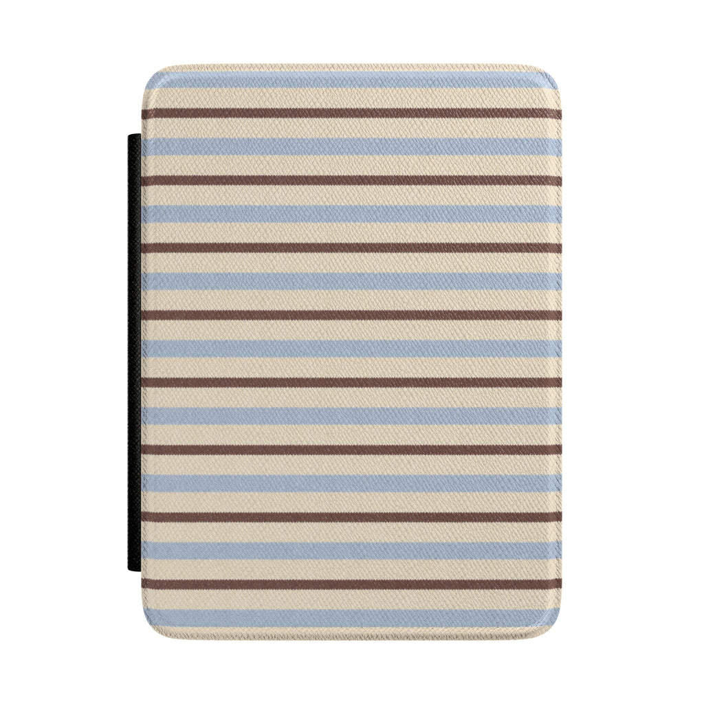 Hardcover Kindle case with horizontal stripes, blue and brown