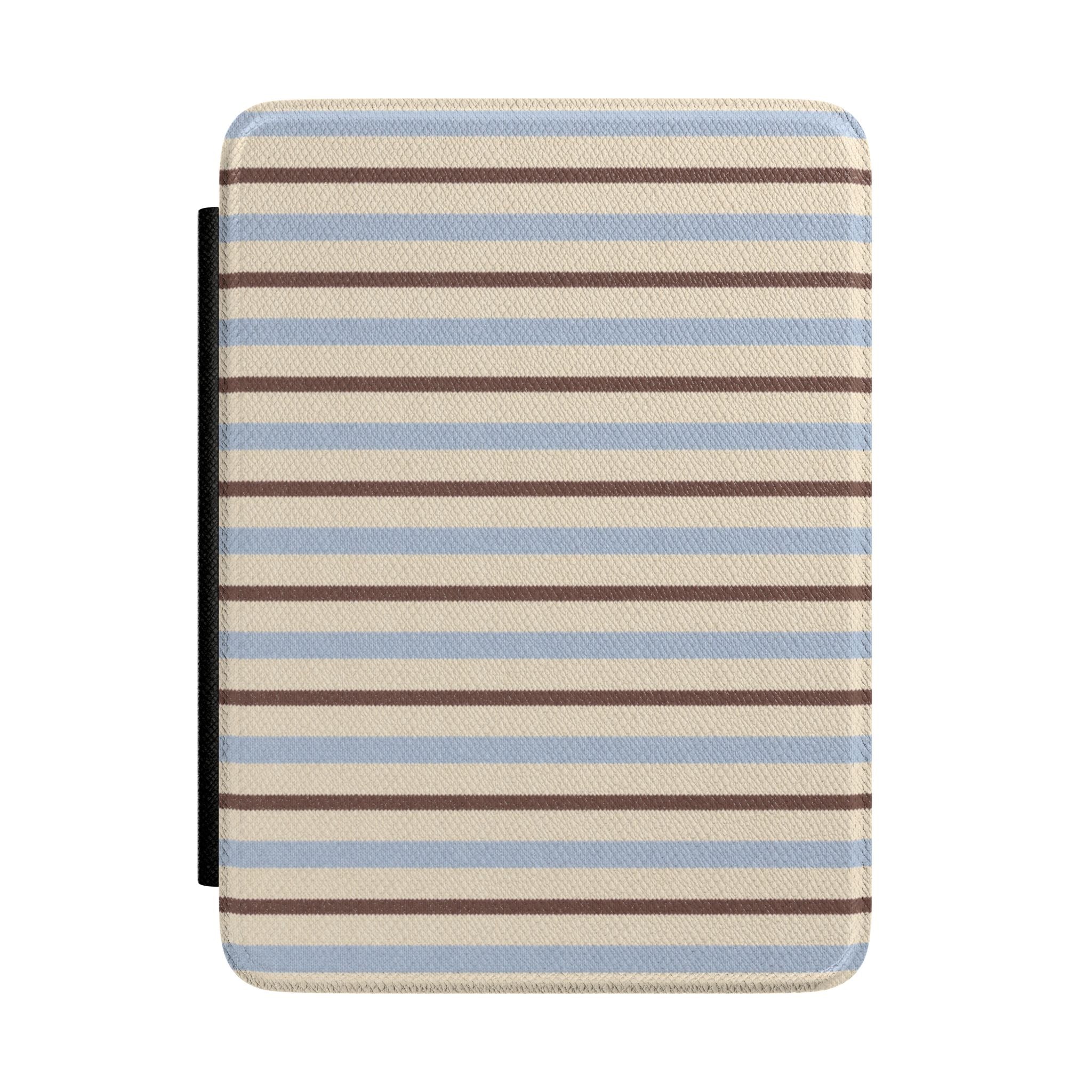 Hardcover Kindle case with horizontal stripes, blue and brown