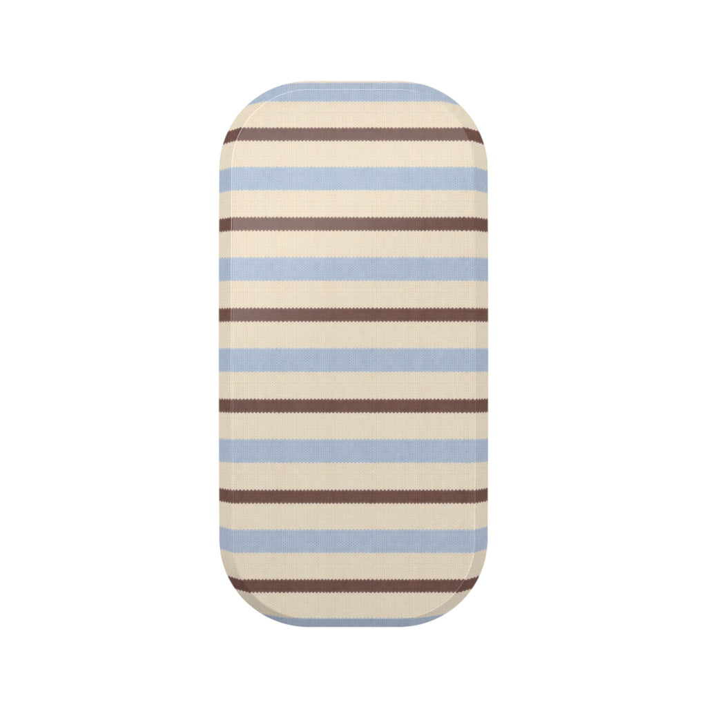 Striped phone case grip with blue and brown horizontal stripes