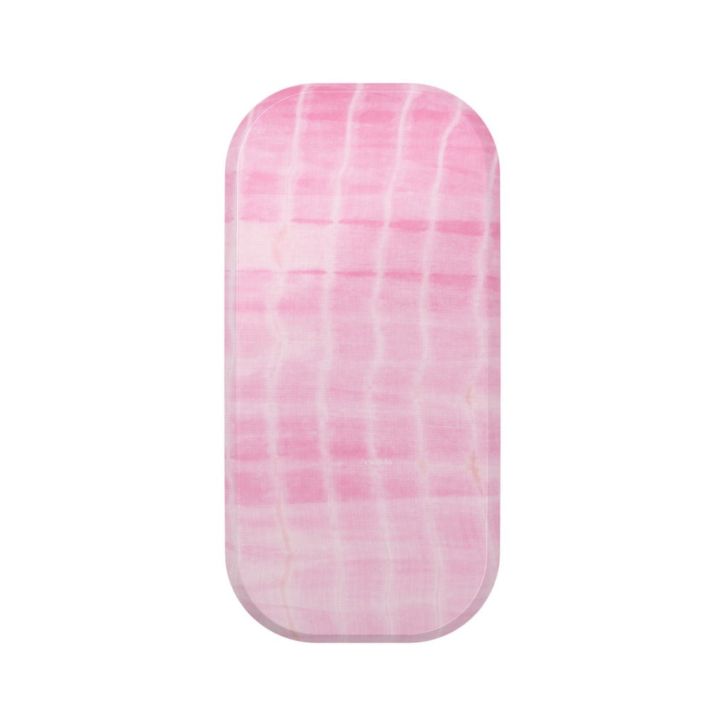 Pink shibori tie-dye handsfree grip pad with rounded shape
