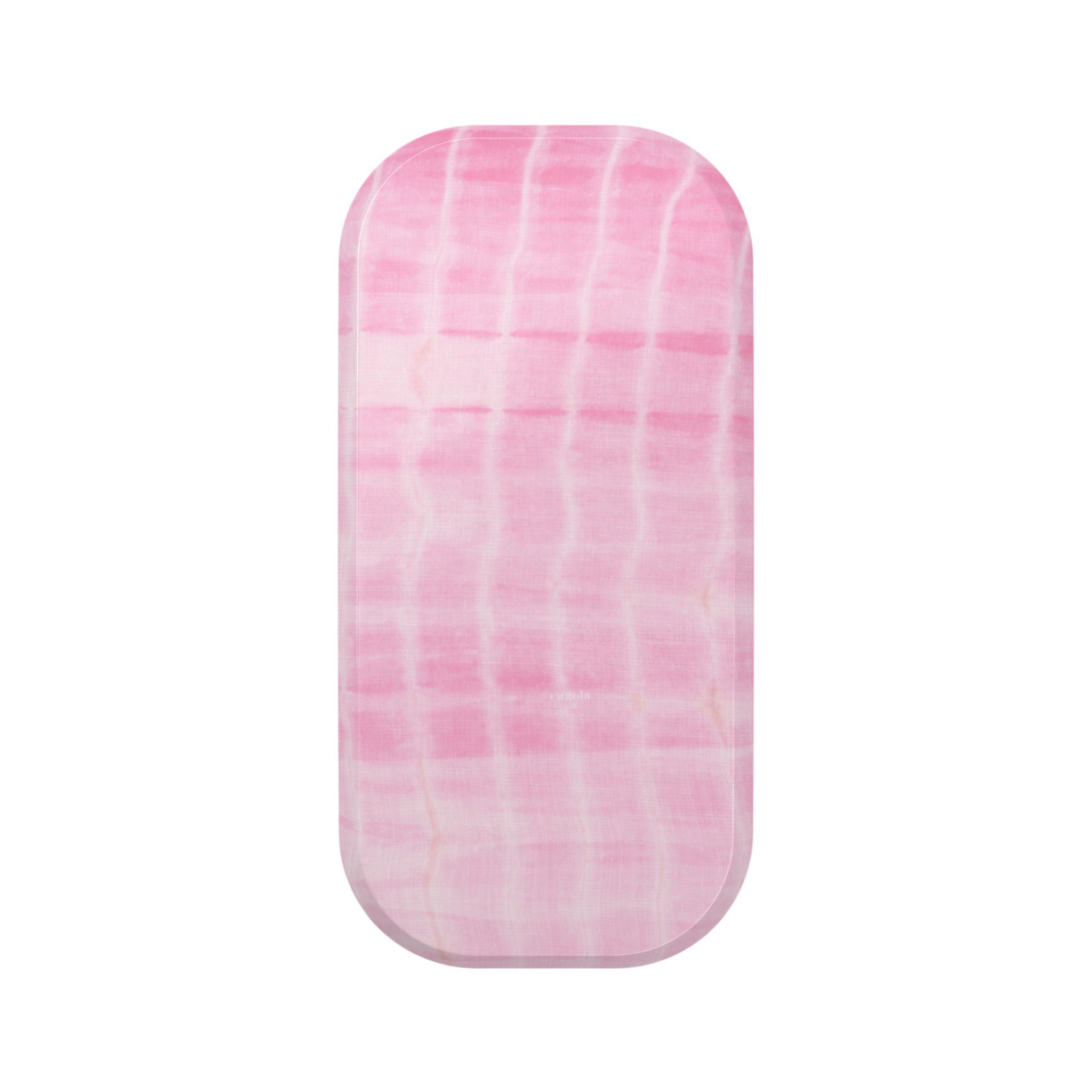 Pink shibori tie-dye handsfree grip pad with rounded shape