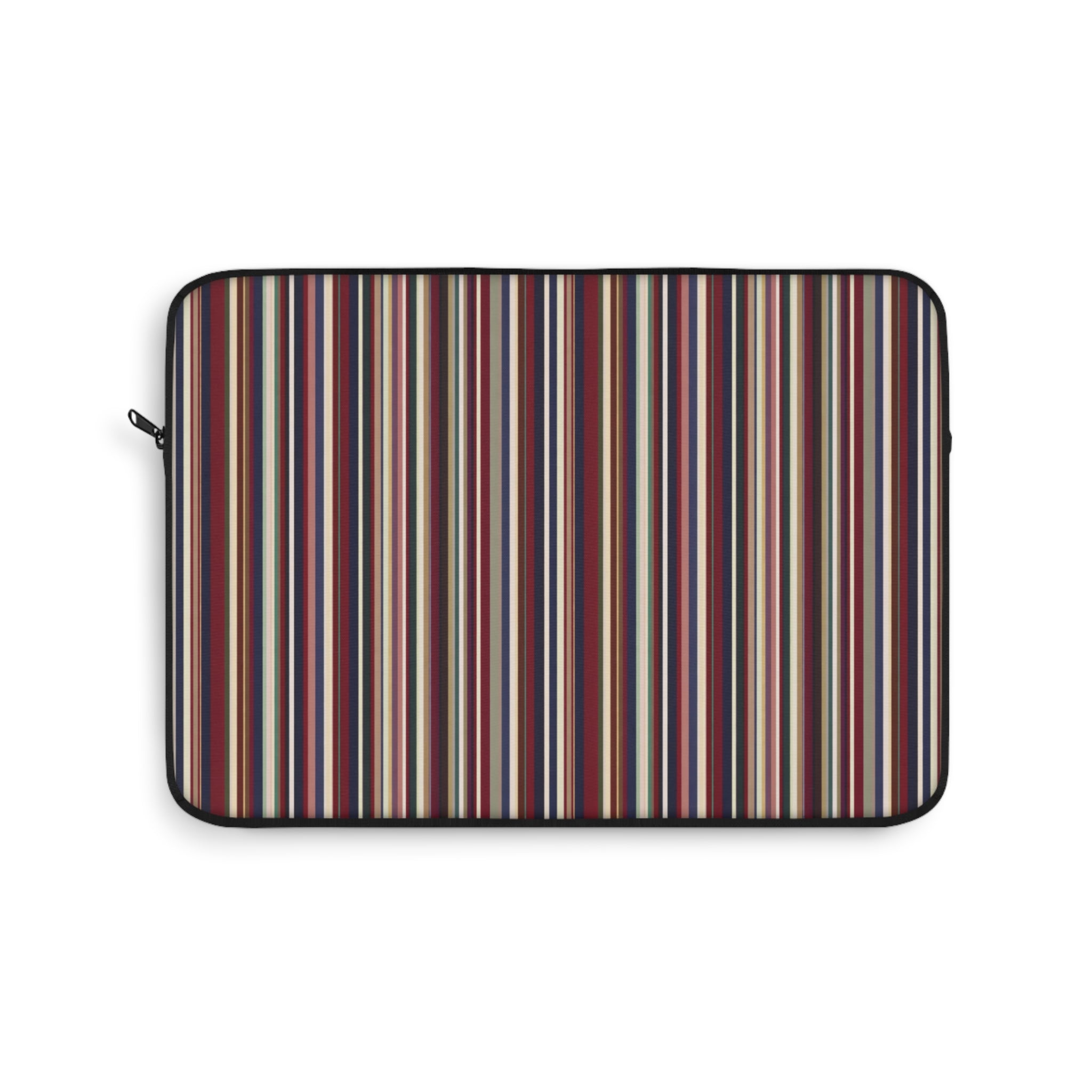 Neoprene device sleeve with vertical stripe pattern and black zipper closure