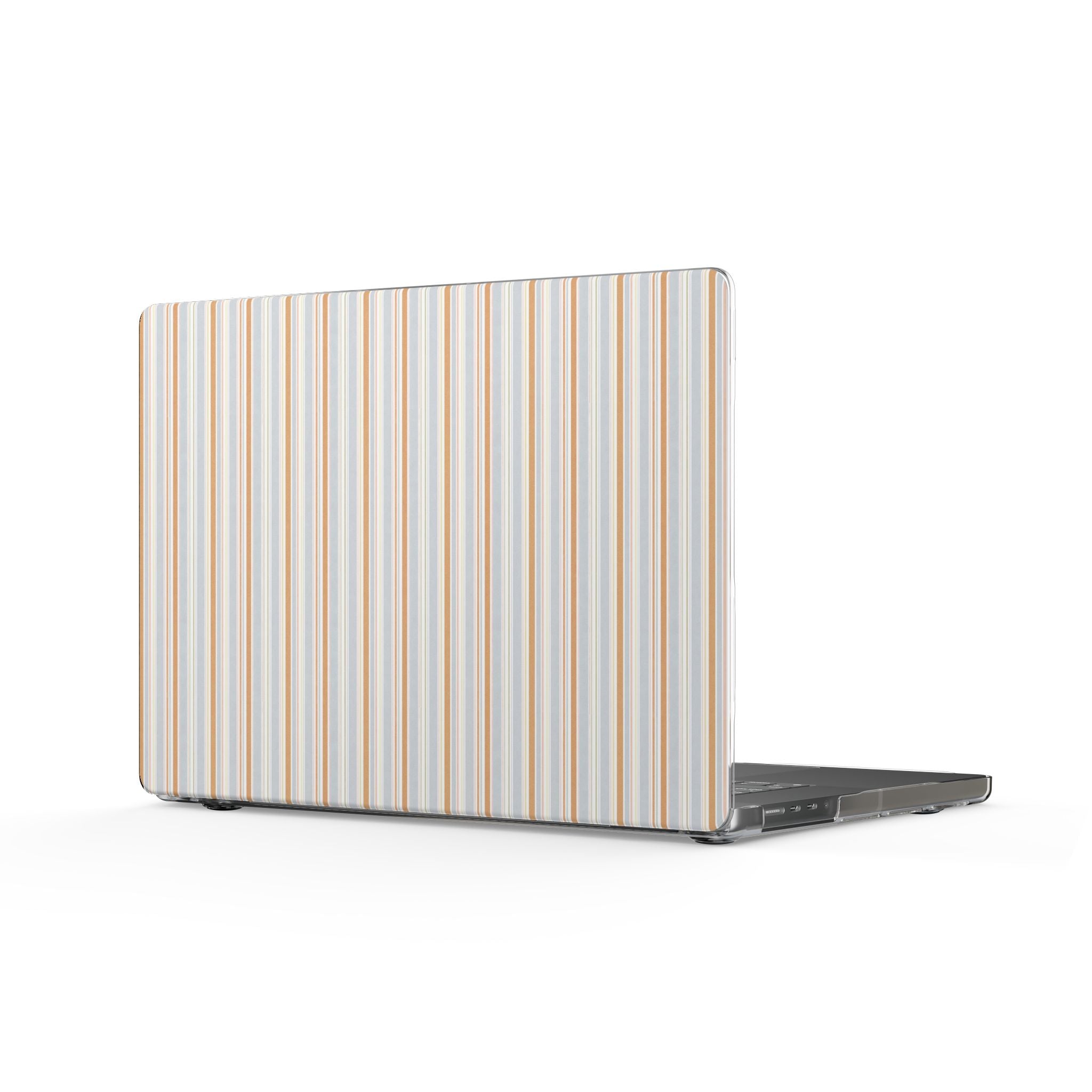 MacBook laptop case with vertical sky and oat milk stripes