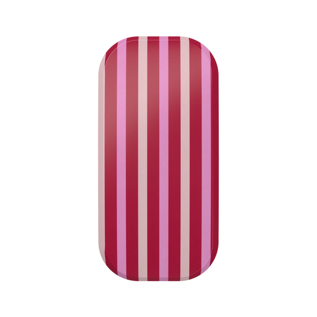 Phone grip pad with vertical berry and blush pink stripes
