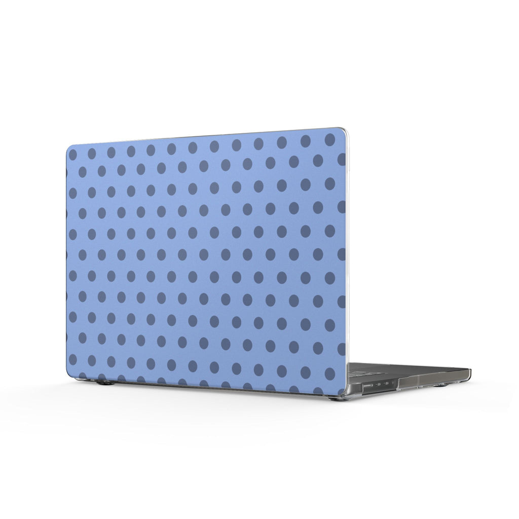 Hard shell MacBook cover, blue with dark polka dots