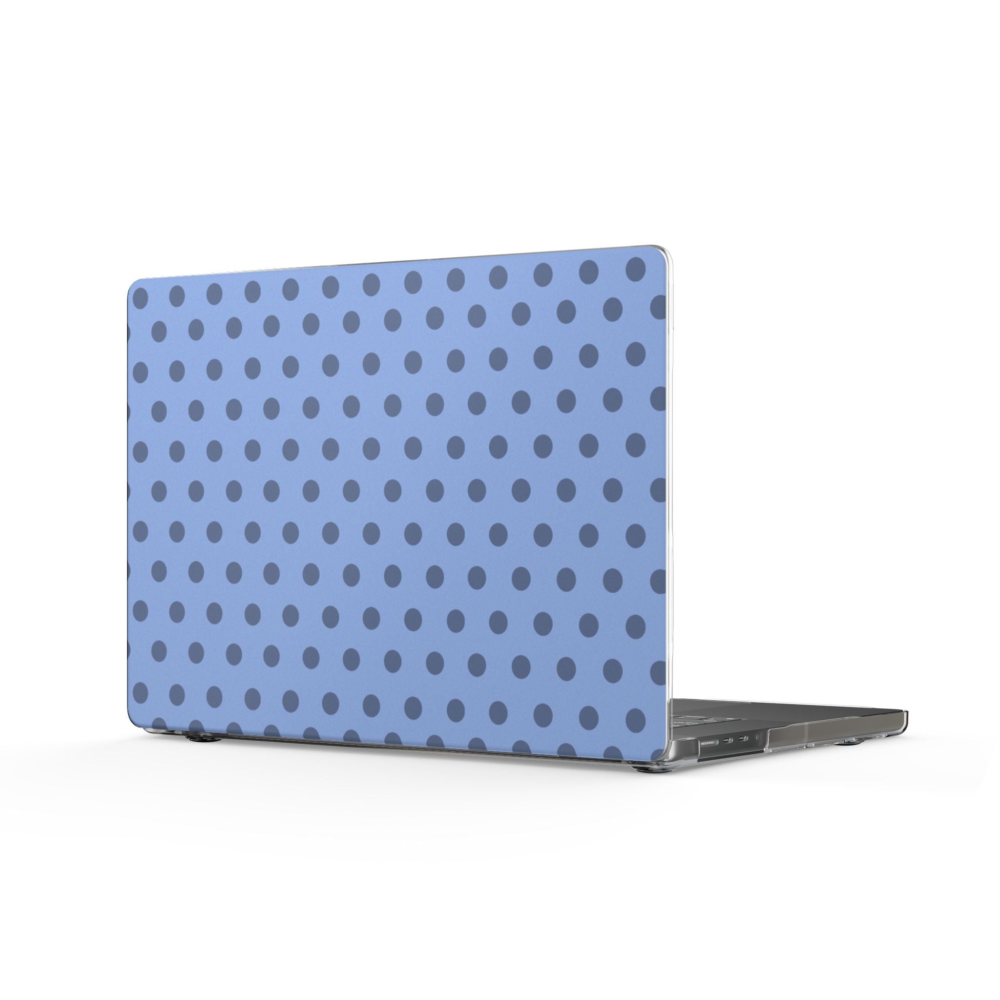 Hard shell MacBook cover, blue with dark polka dots