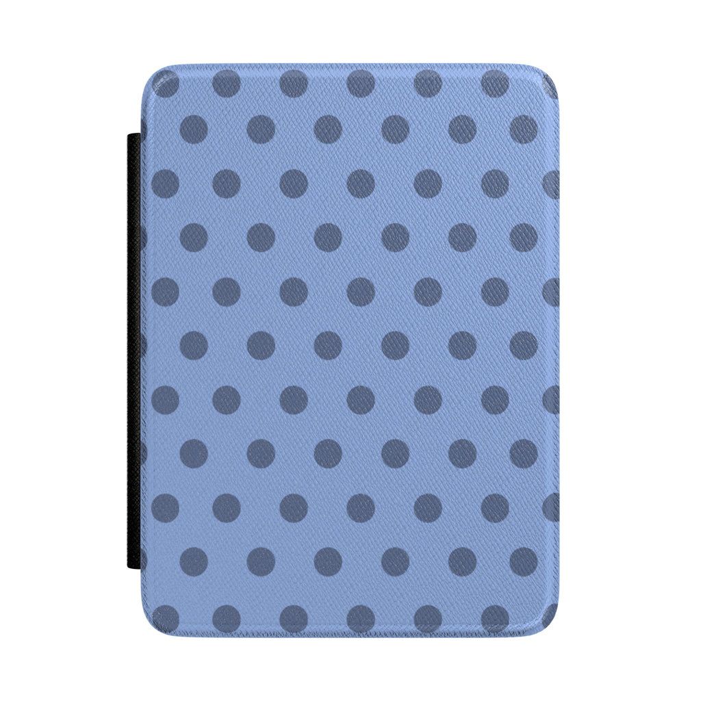 Kindle hardcover case in light blue with gray polka dots