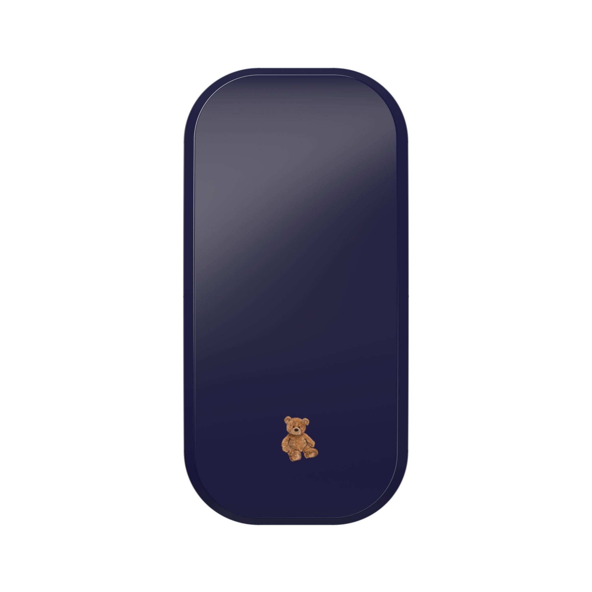 Navy mini teddy bear phone grip sleeve with small bear patch on front