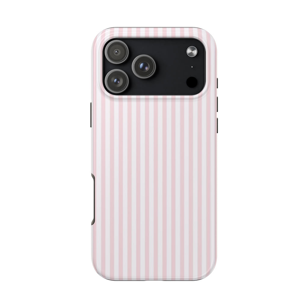 BABY PINK & WHITE STRIPES PHONE CASE