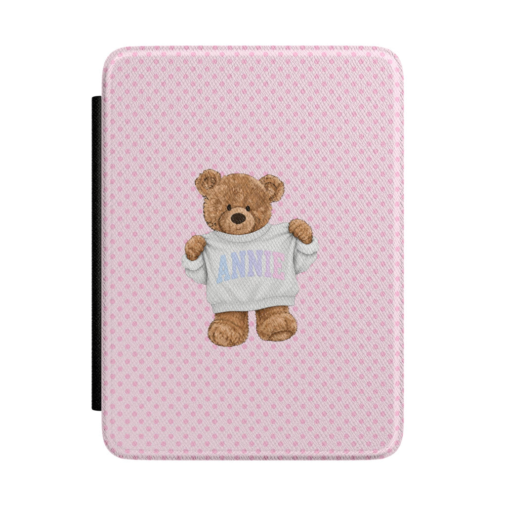 PERSONALIZED VARSITY SWEATER PINK POLKA DOTS CUSTOM NAME KINDLE CASE HARDCOVER