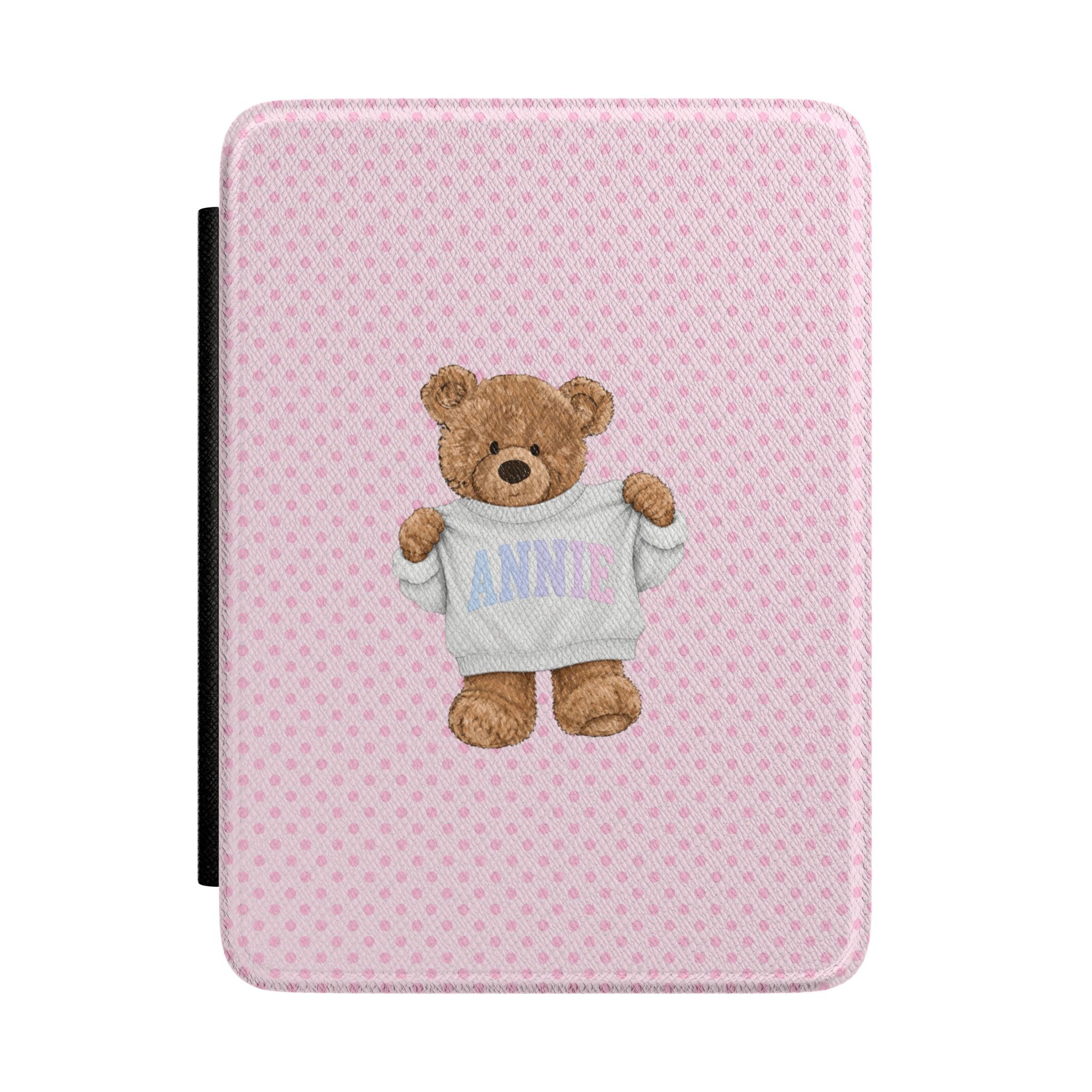 PERSONALIZED VARSITY SWEATER PINK POLKA DOTS CUSTOM NAME KINDLE CASE HARDCOVER
