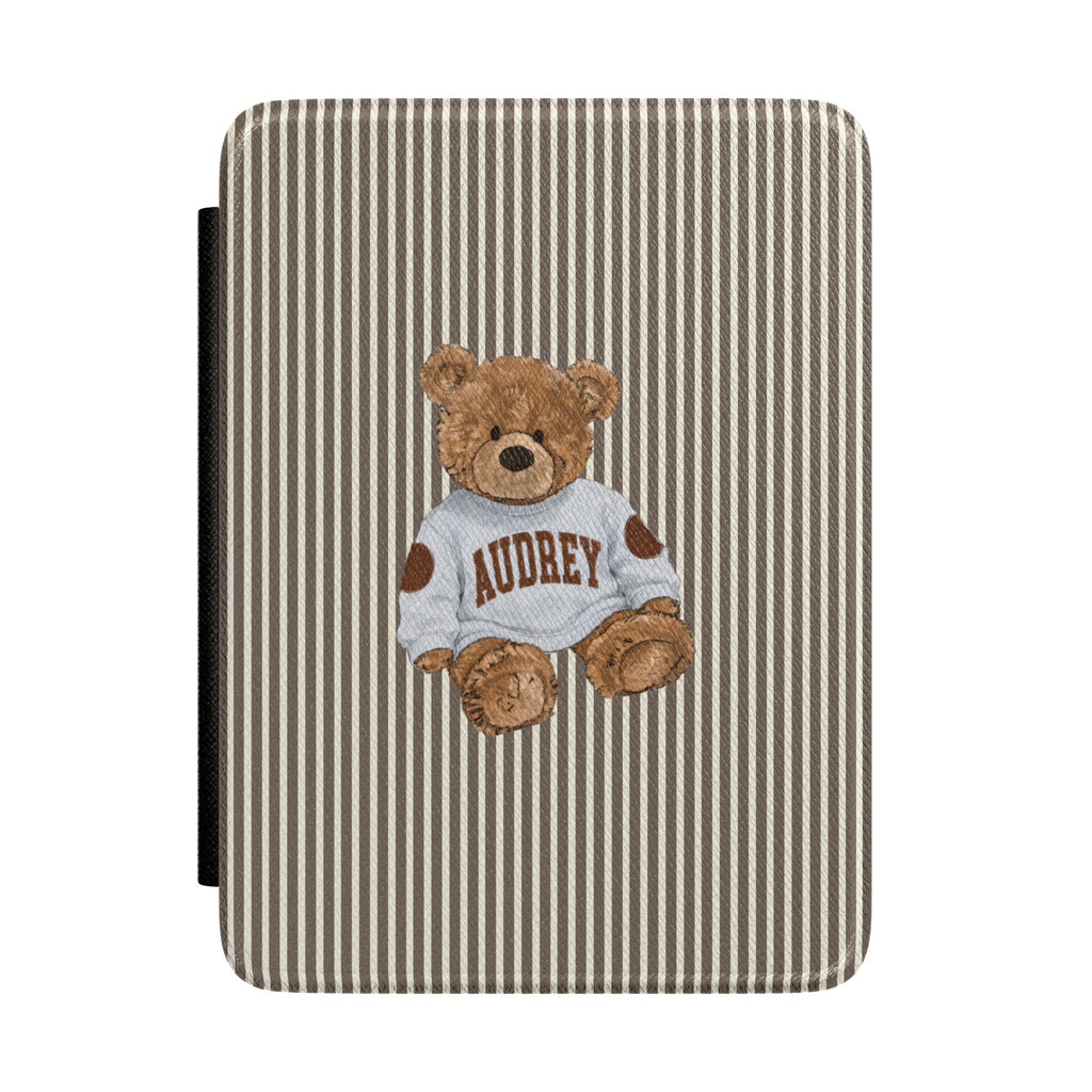 PERSONALIZED VARSITY SWEATER BROWN STRIPES CUSTOM NAME KINDLE CASE HARDCOVER
