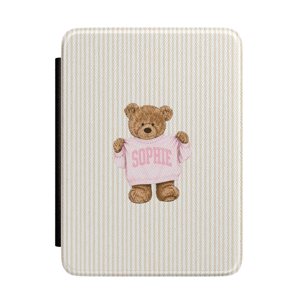 PERSONALIZED VARSITY SWEATER BEIGE STRIPES CUSTOM NAME KINDLE CASE HARDCOVER
