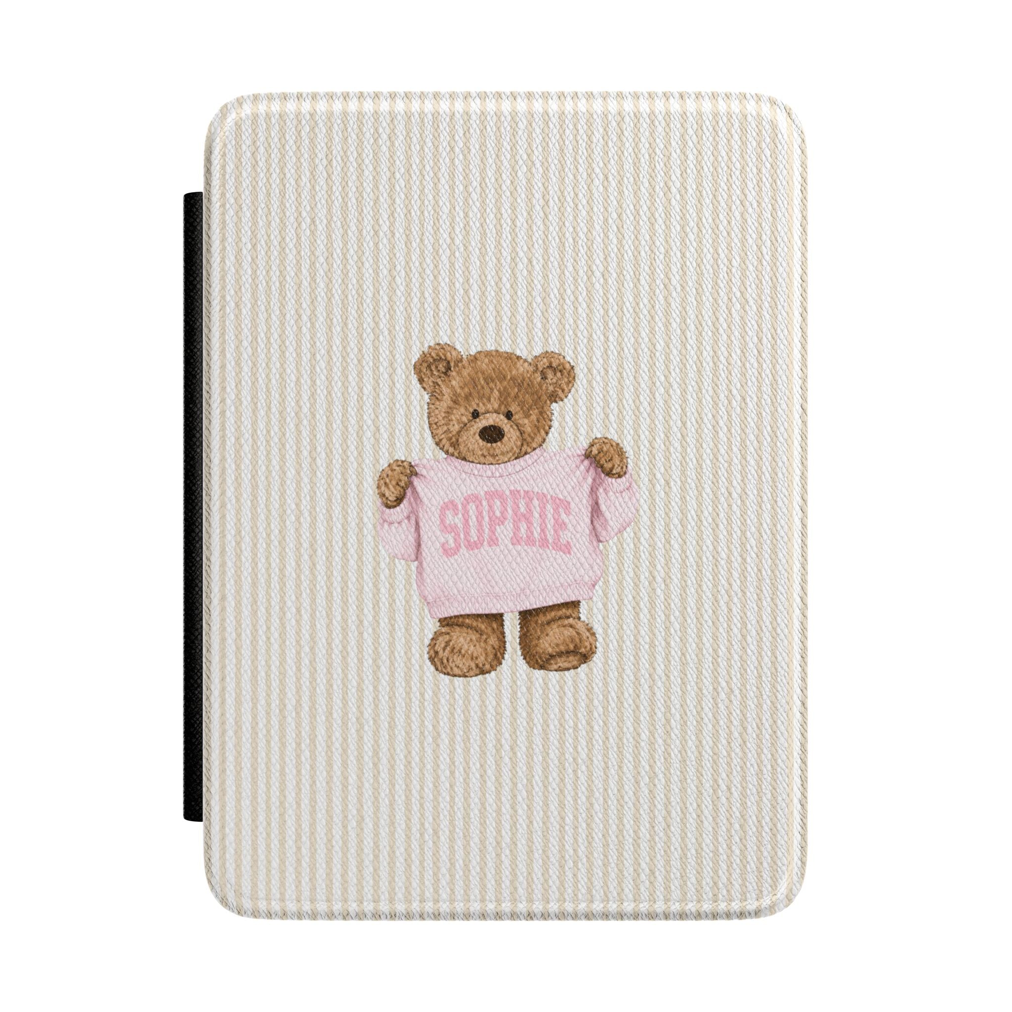PERSONALIZED VARSITY SWEATER BEIGE STRIPES CUSTOM NAME KINDLE CASE HARDCOVER
