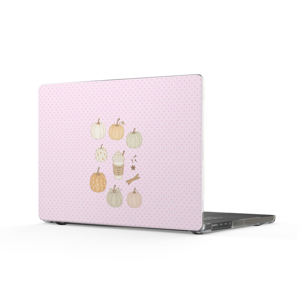 PINK POLKA DOTS COZY FALL PUMPKINS HARD SHELL MACBOOK COVERS