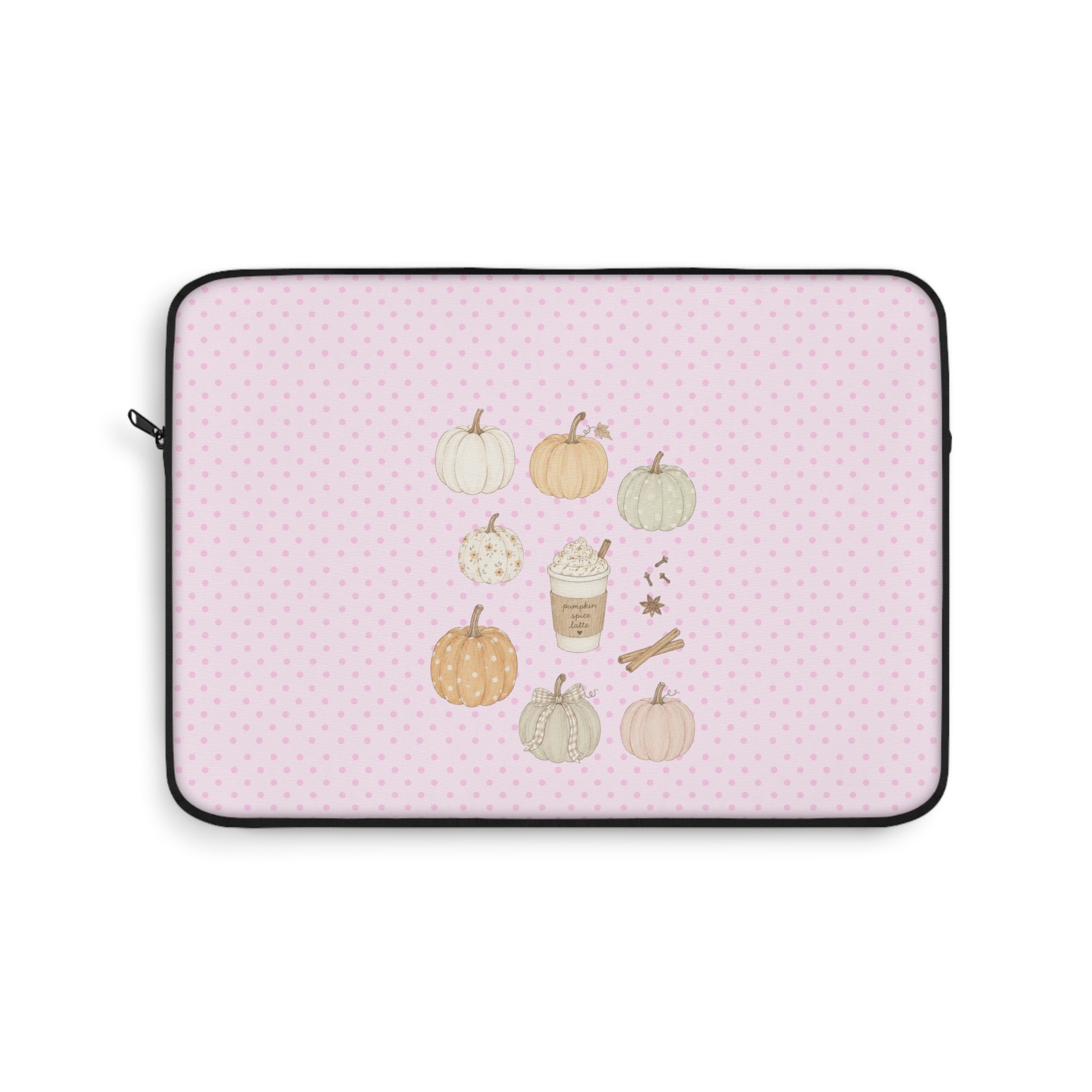 PINK POLKA DOTS COZY FALL PUMPKINS NEOPRENE KINDLE IPAD & LAPTOP SLEEVE