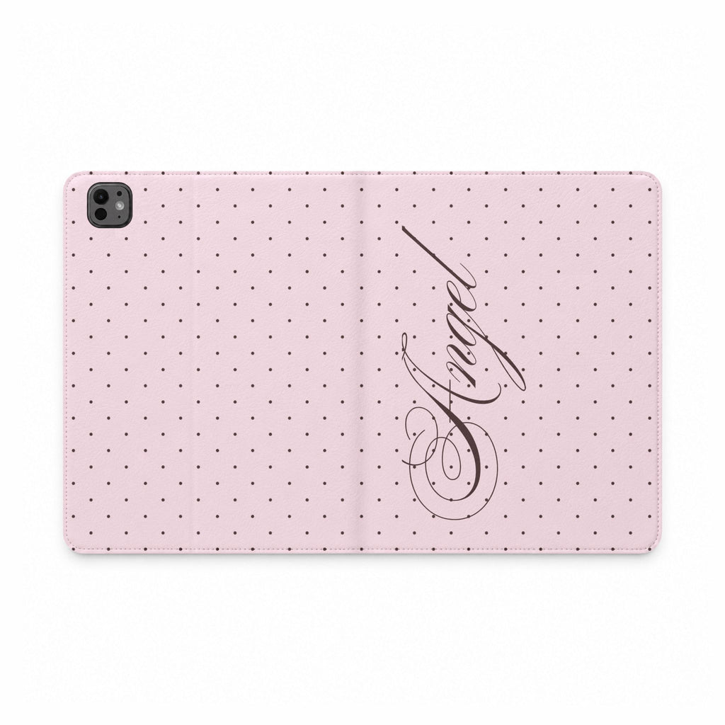 ANGEL PINK POLKA DOTS COQUETTE IPAD TABLET FOLIO CASE