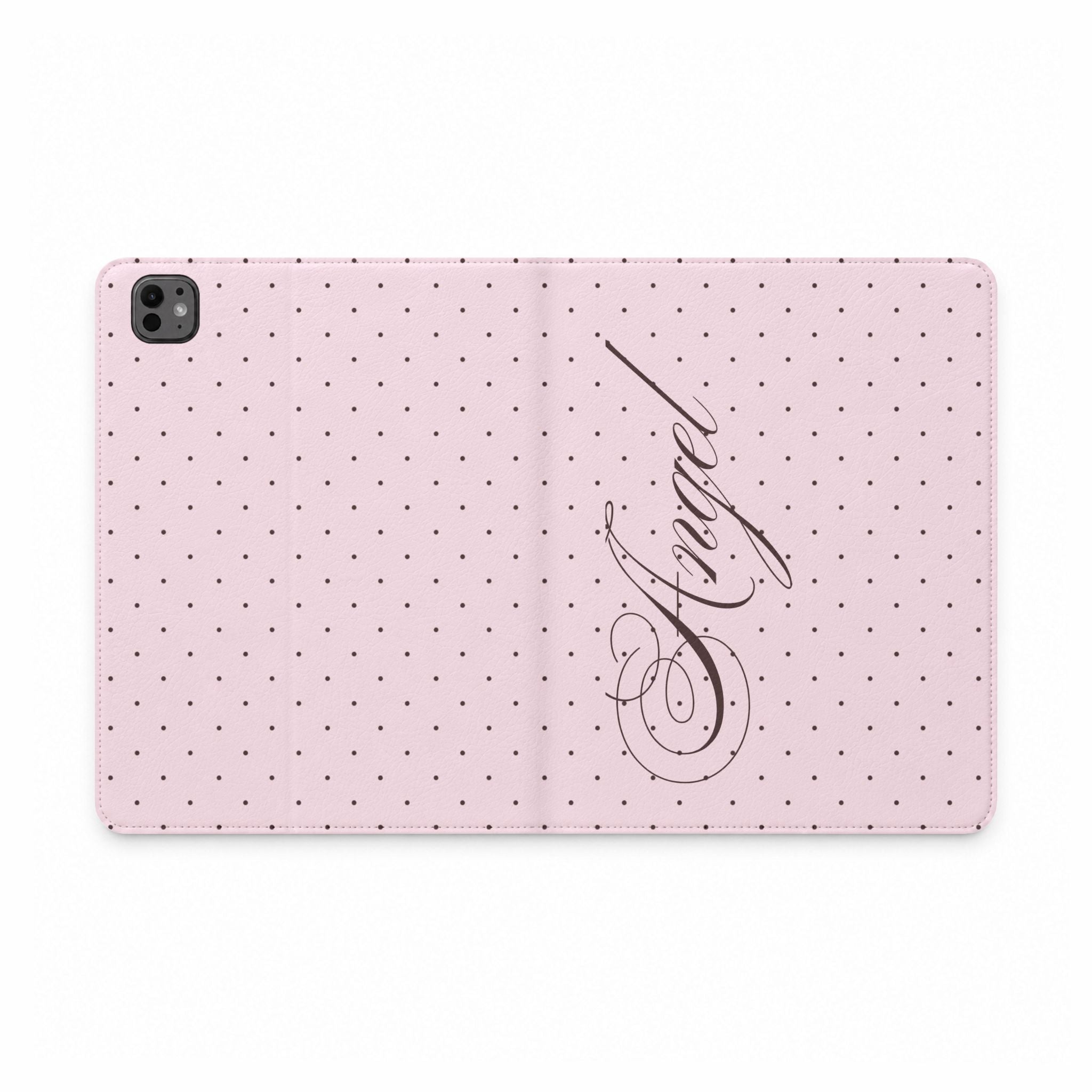 ANGEL PINK POLKA DOTS COQUETTE IPAD TABLET FOLIO CASE