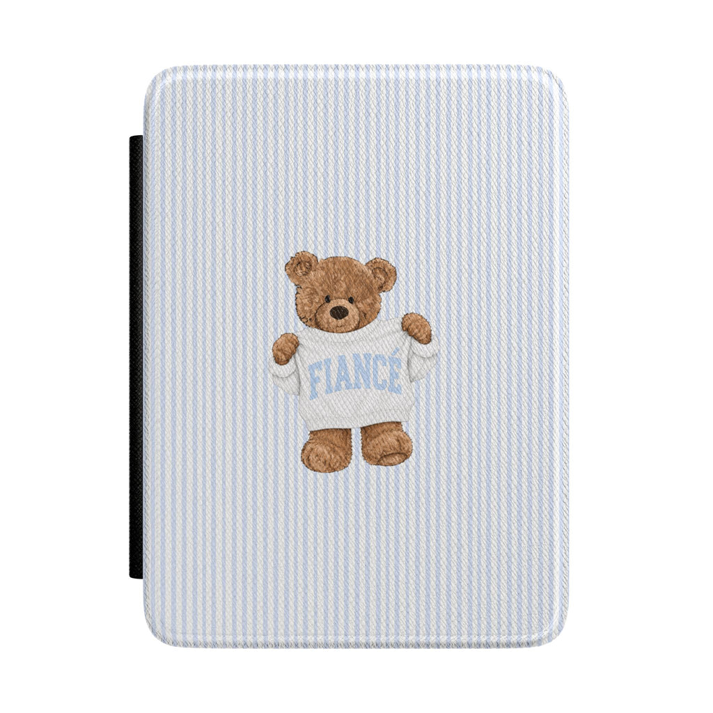 PERSONALIZED VARSITY SWEATER BLUE STRIPES FIANCE CUSTOM NAME KINDLE CASE HARDCOVER