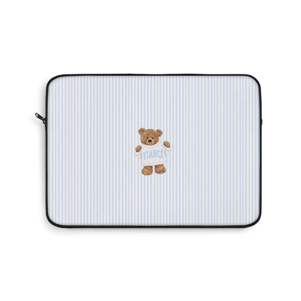 PERSONALIZED VARSITY SWEATER BLUE STRIPES CUSTOM TEDDY BEAR NAME FIANCE KINDLE IPAD & LAPTOP SLEEVE
