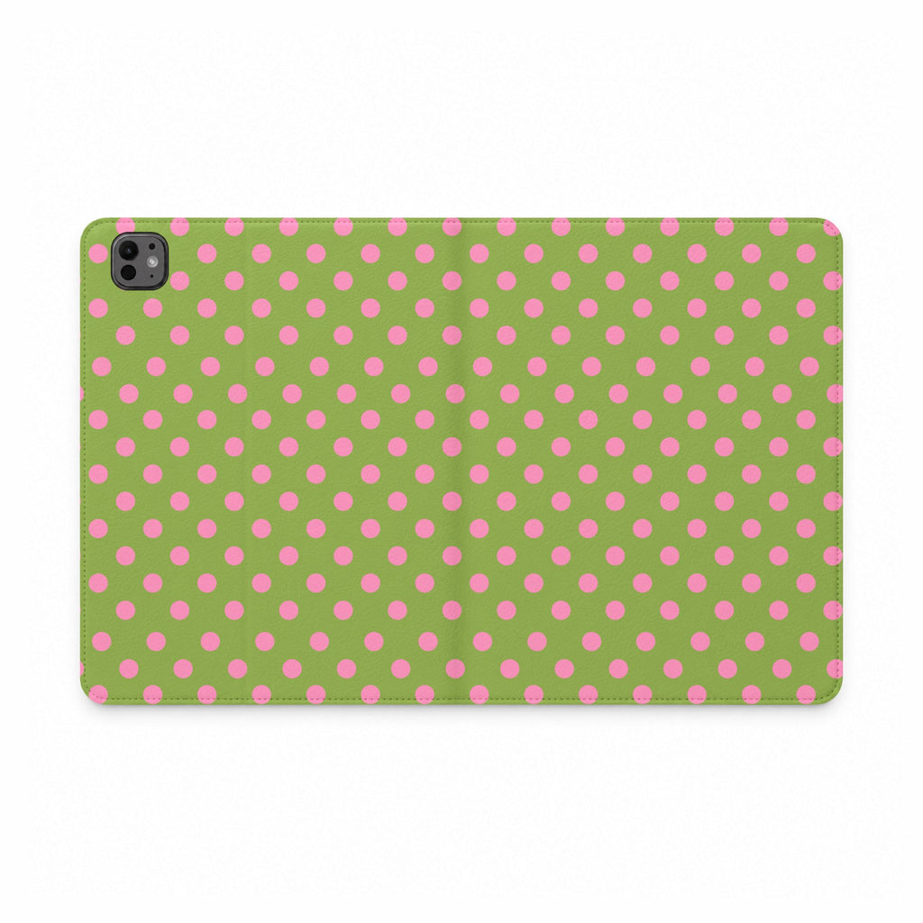 STRAWBERRY MATCHA POLKA DOTS IPAD TABLET FOLIO CASE