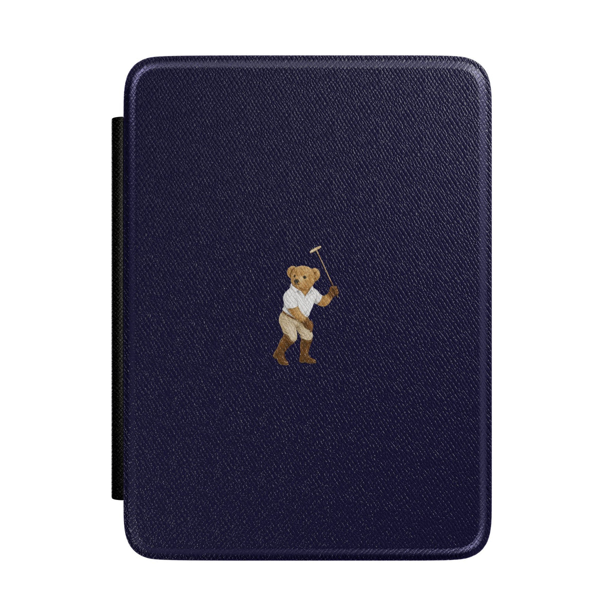 Navy hardcover Kindle case with teddy bear applique