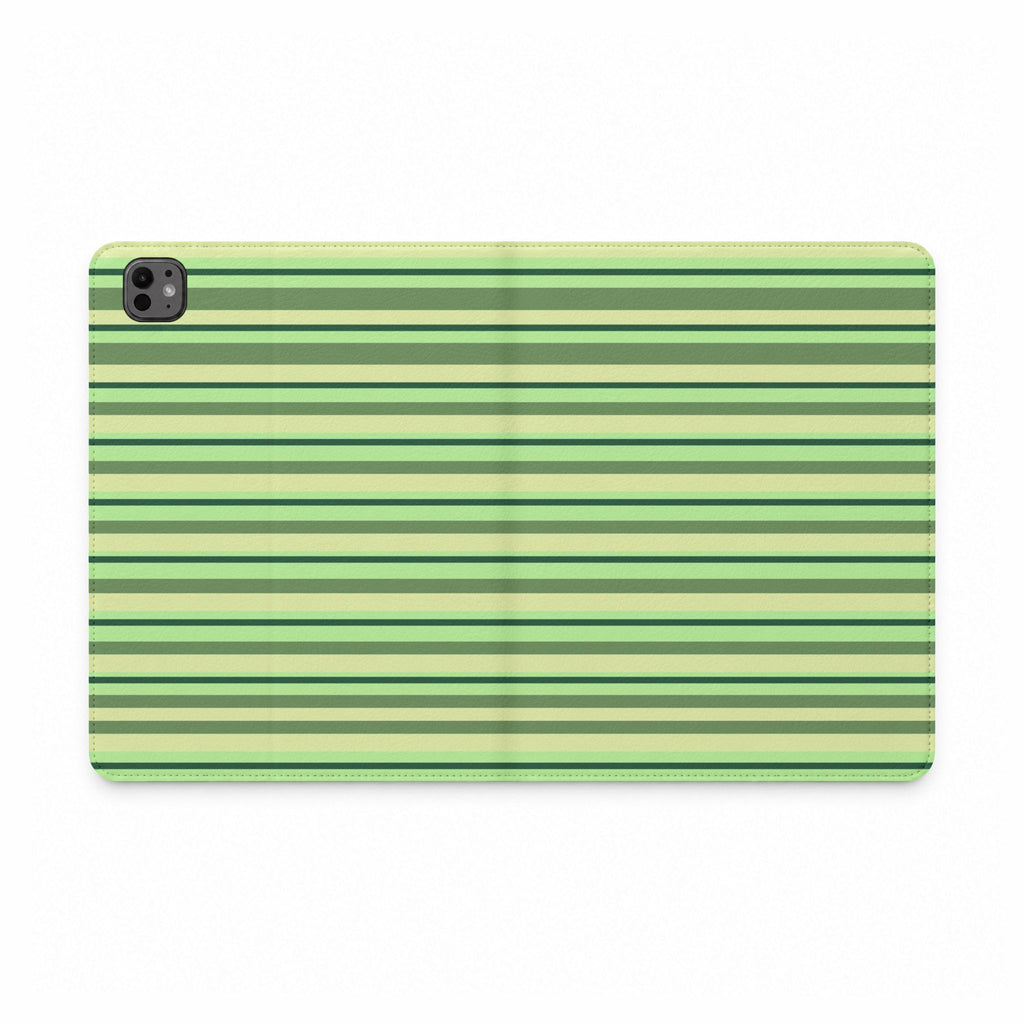 AVOCADO GREEN STRIPES IPAD TABLET FOLIO CASE
