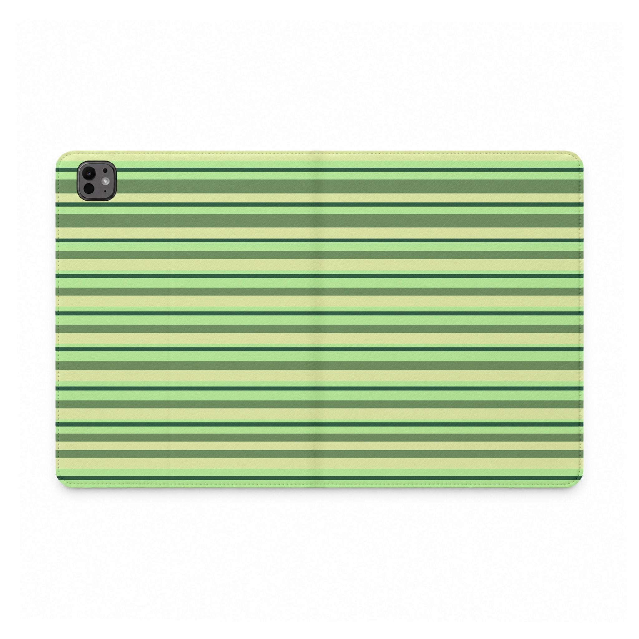AVOCADO GREEN STRIPES IPAD TABLET FOLIO CASE