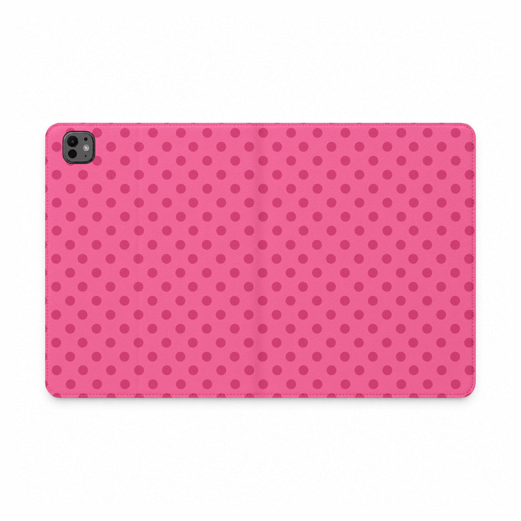 BUBBLEGUM PINK POLKA DOTS IPAD TABLET FOLIO CASE