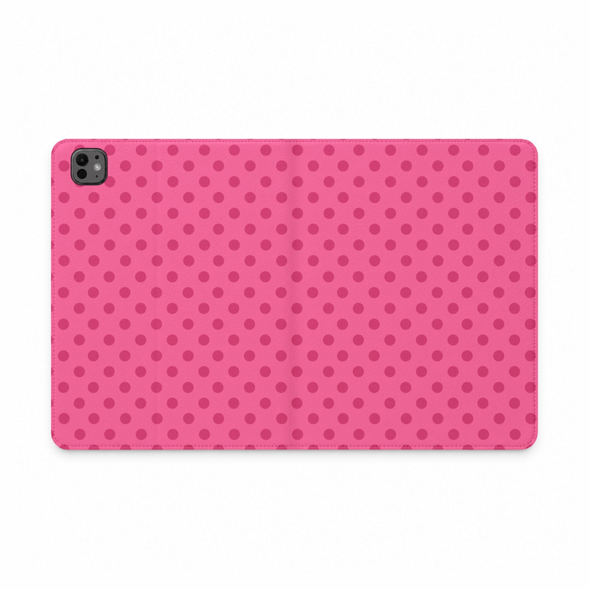 BUBBLEGUM PINK POLKA DOTS IPAD TABLET FOLIO CASE