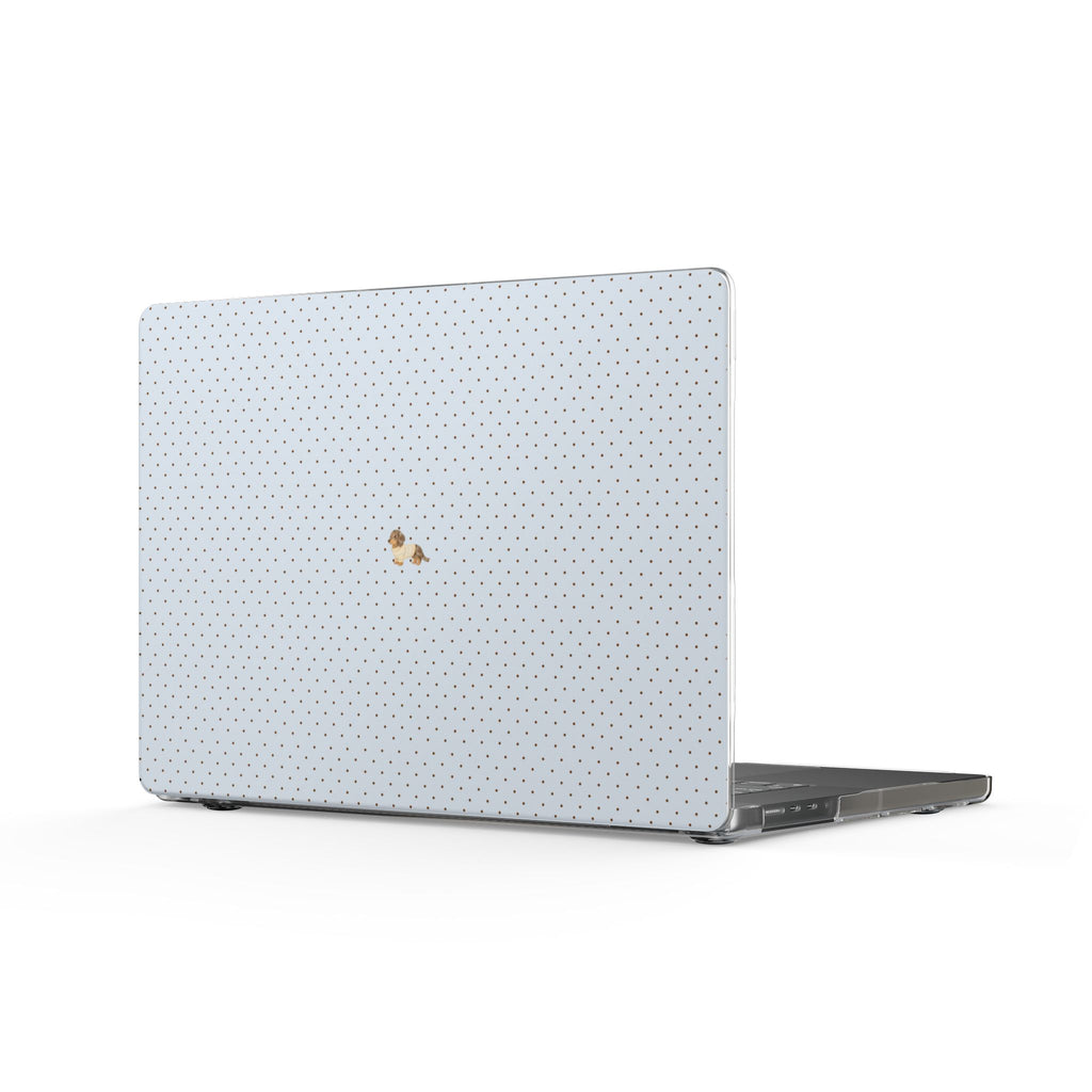 BLUE POLKA DOTS MINI DACHSHUND PUPPY DOG HARD SHELL MACBOOK COVERS
