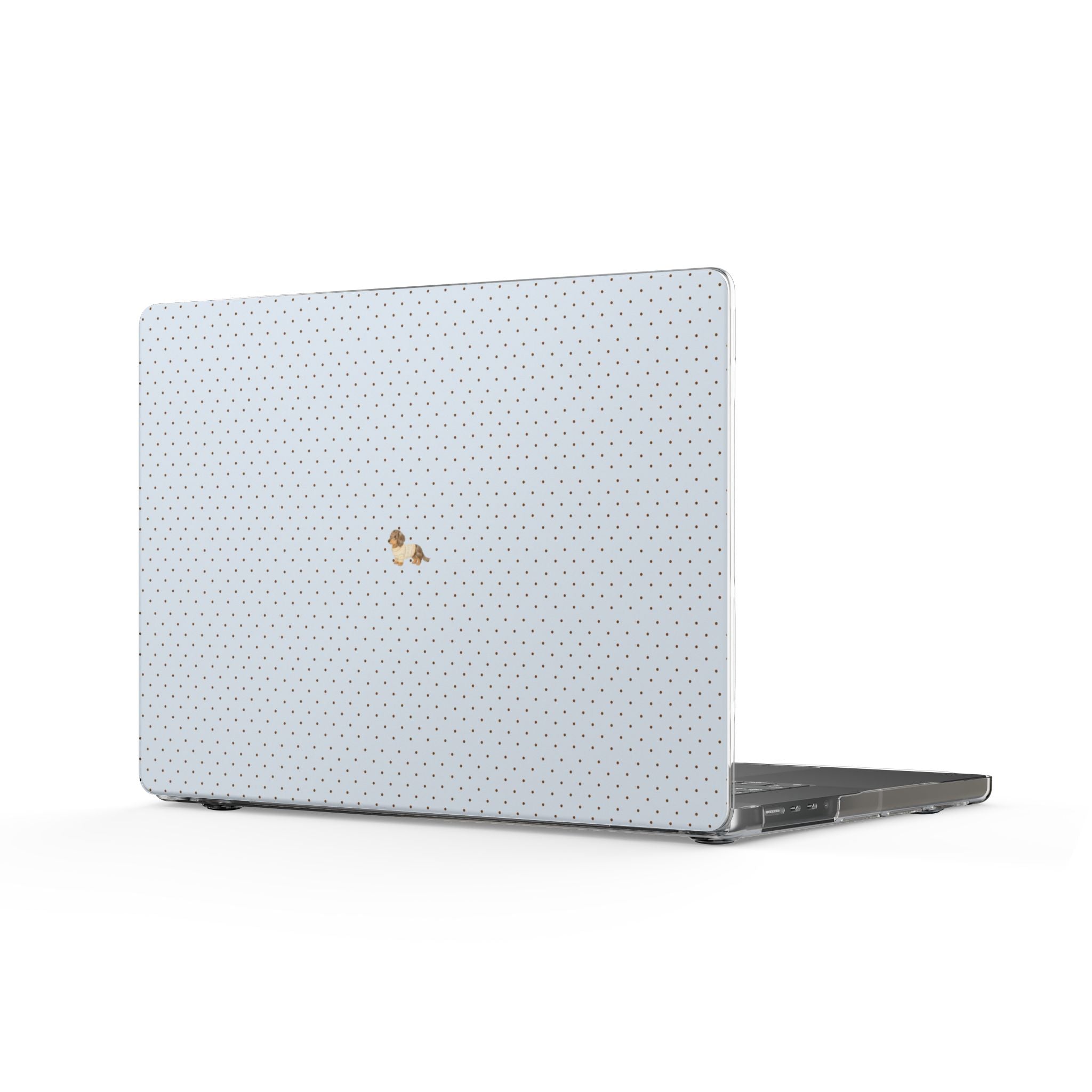 BLUE POLKA DOTS MINI DACHSHUND PUPPY DOG HARD SHELL MACBOOK COVERS