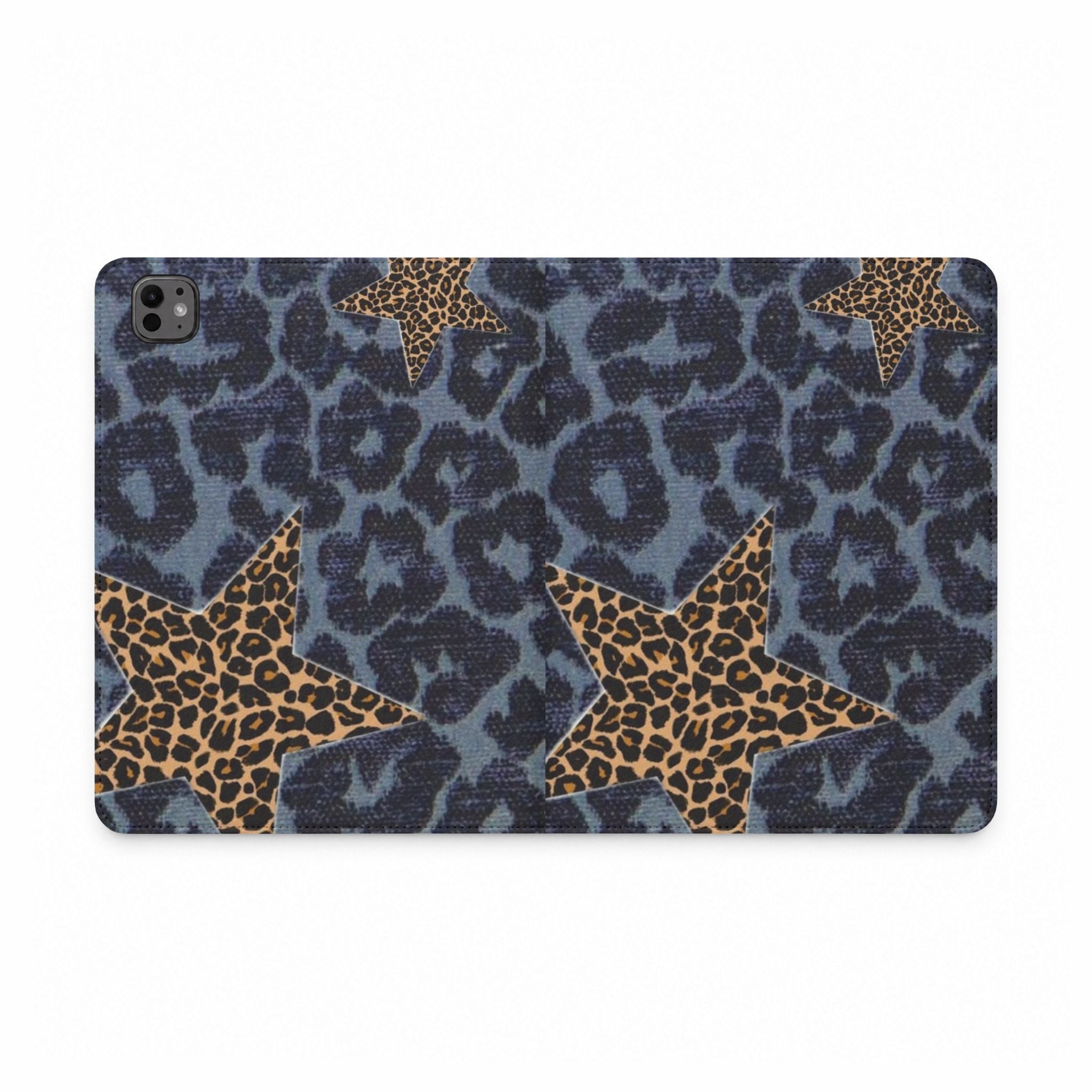 BLUE LEOPARD STARS IPAD TABLET FOLIO CASE