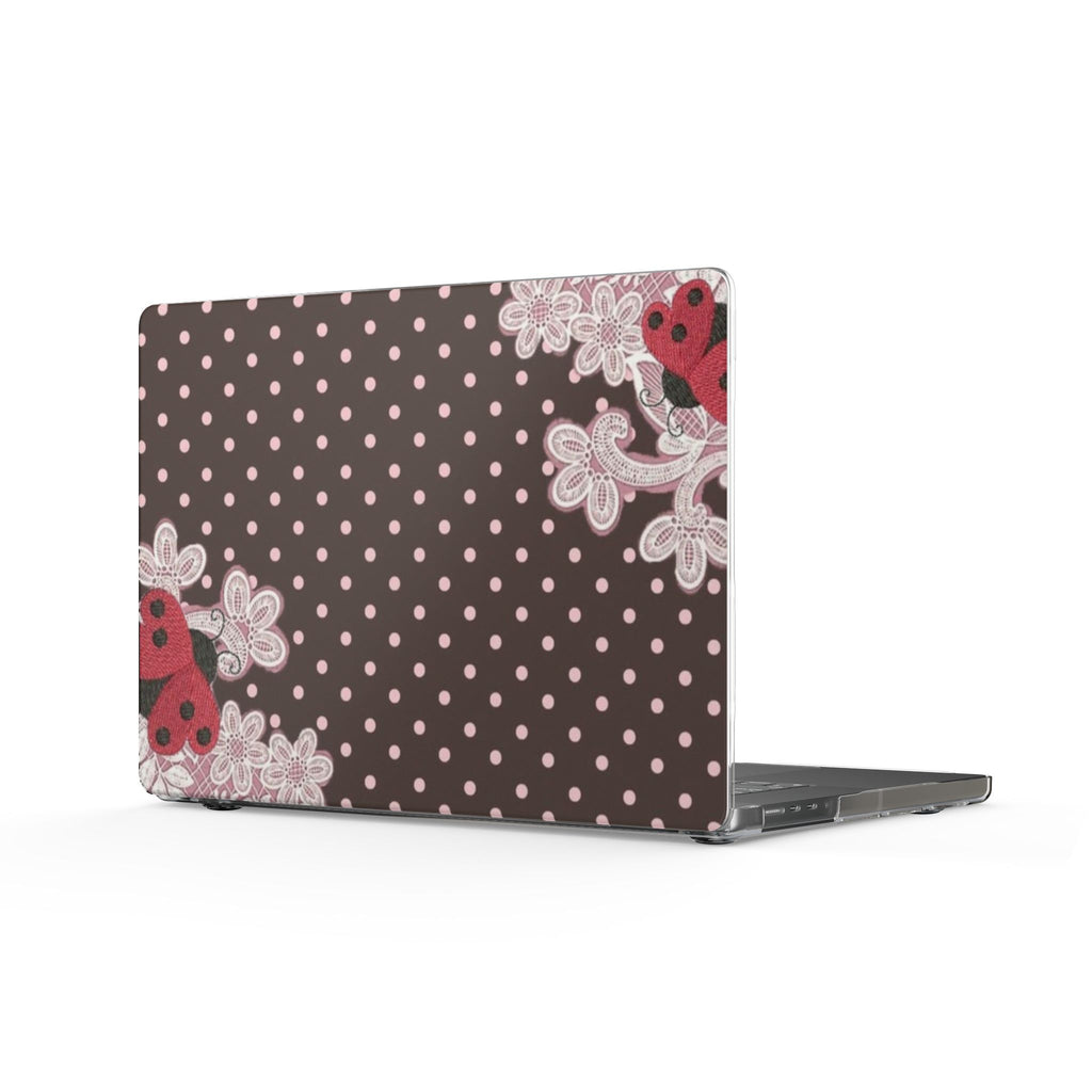 BROWN POLKA DOTS PINK LACE LADYBUG SHELL MACBOOK COVERS