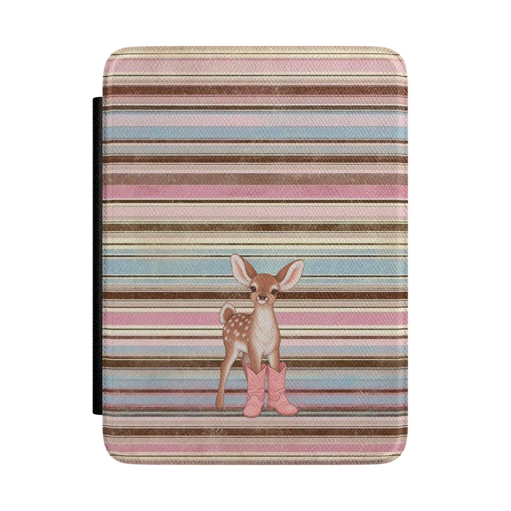BROWN STRIPES COWBOY BOOTS DEER KINDLE CASE HARDCOVER