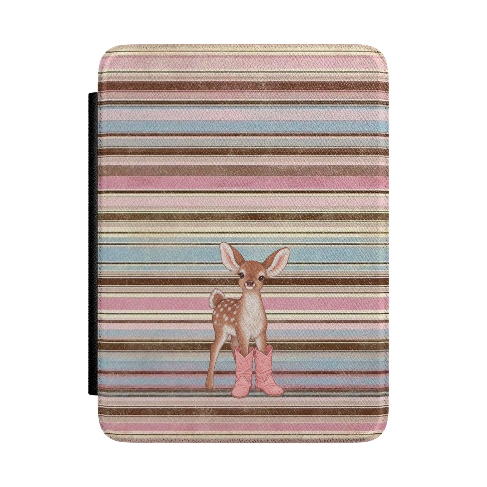 BROWN STRIPES COWBOY BOOTS DEER KINDLE CASE HARDCOVER