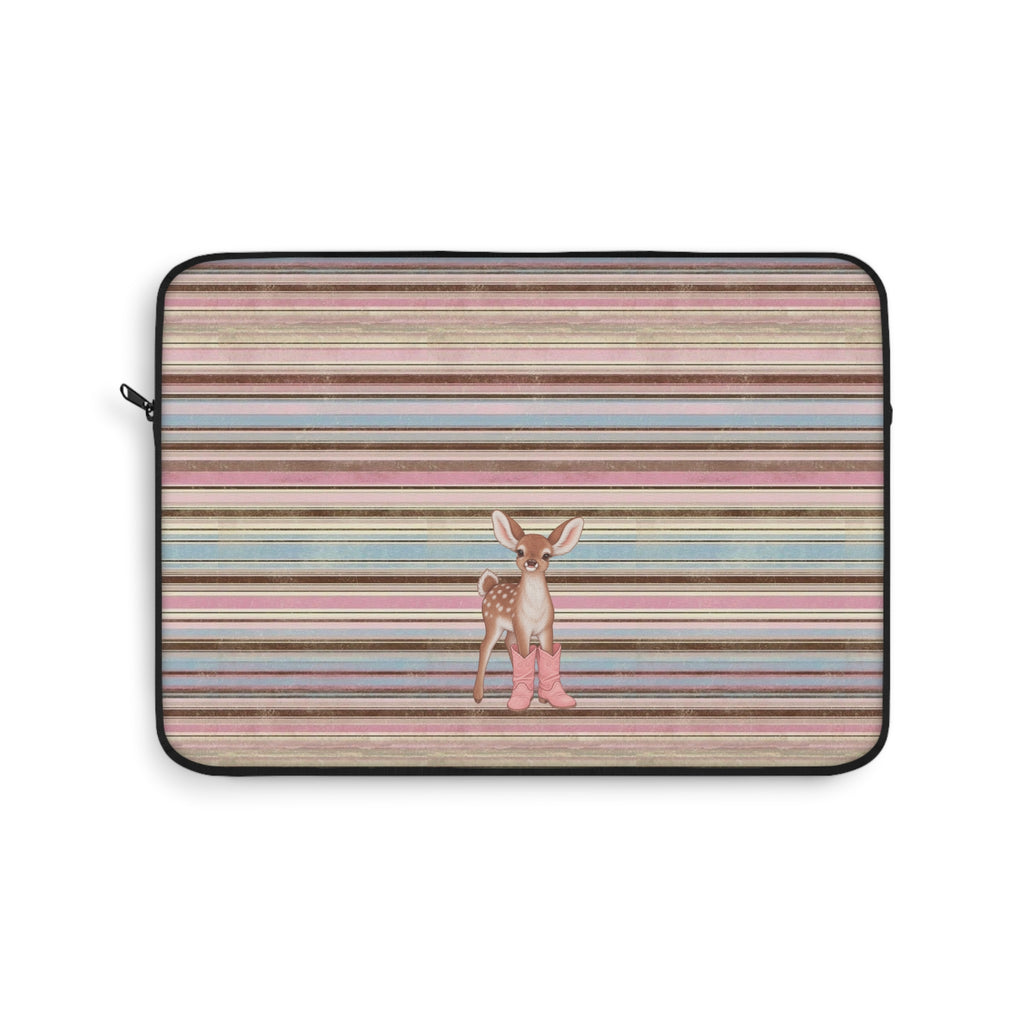 BROWN STRIPES COWBOY BOOTS DEER KINDLE IPAD & LAPTOP SLEEVE