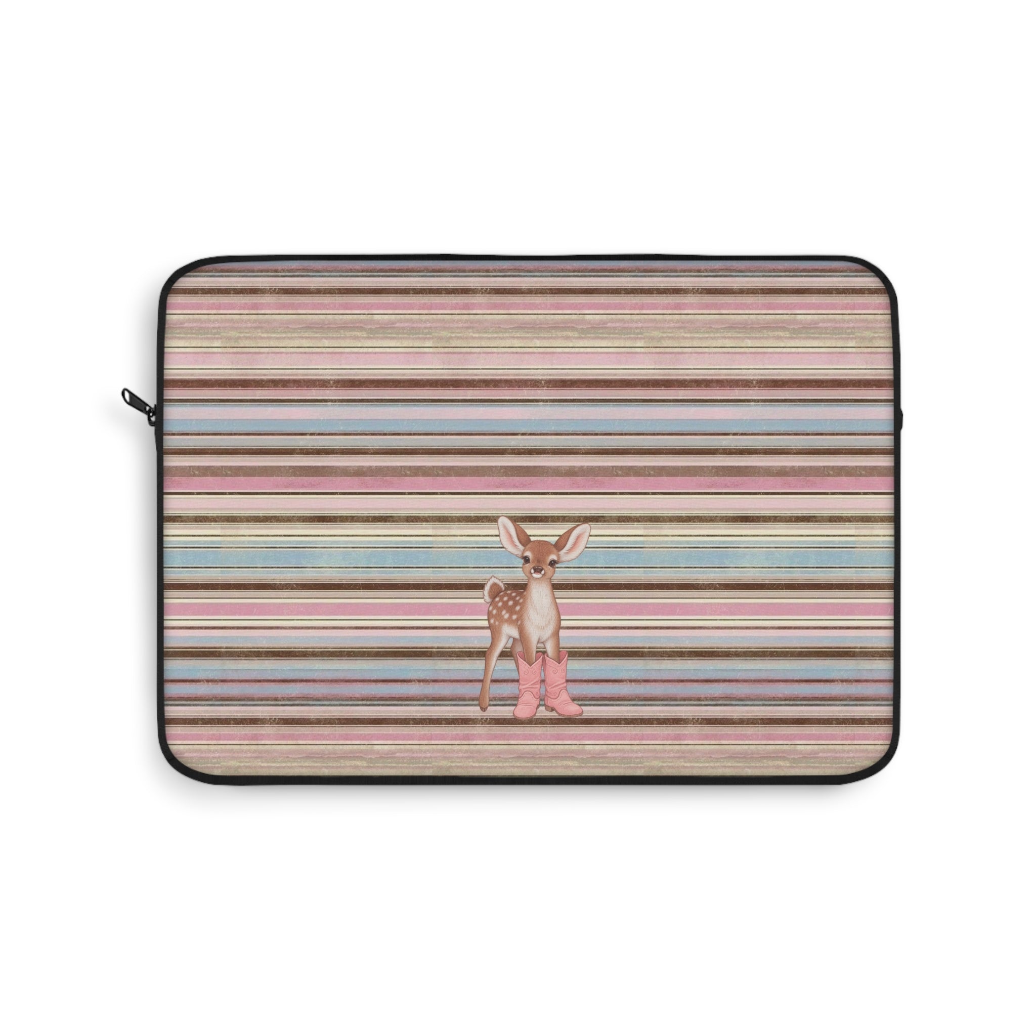 BROWN STRIPES COWBOY BOOTS DEER KINDLE IPAD & LAPTOP SLEEVE
