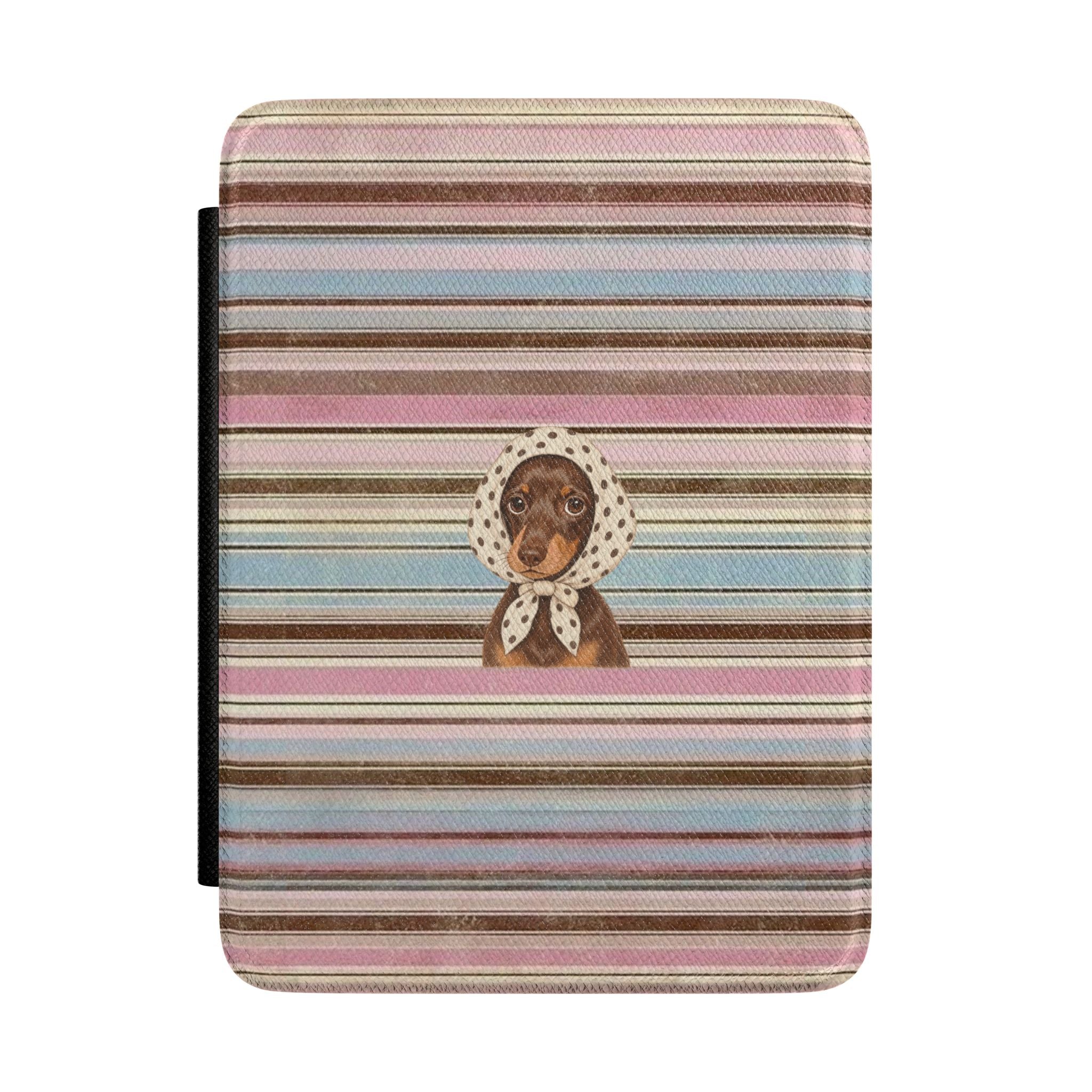 AUTUMN STRIPES PREPPY POLKA DOT DACHSHUND KINDLE CASE HARDCOVER