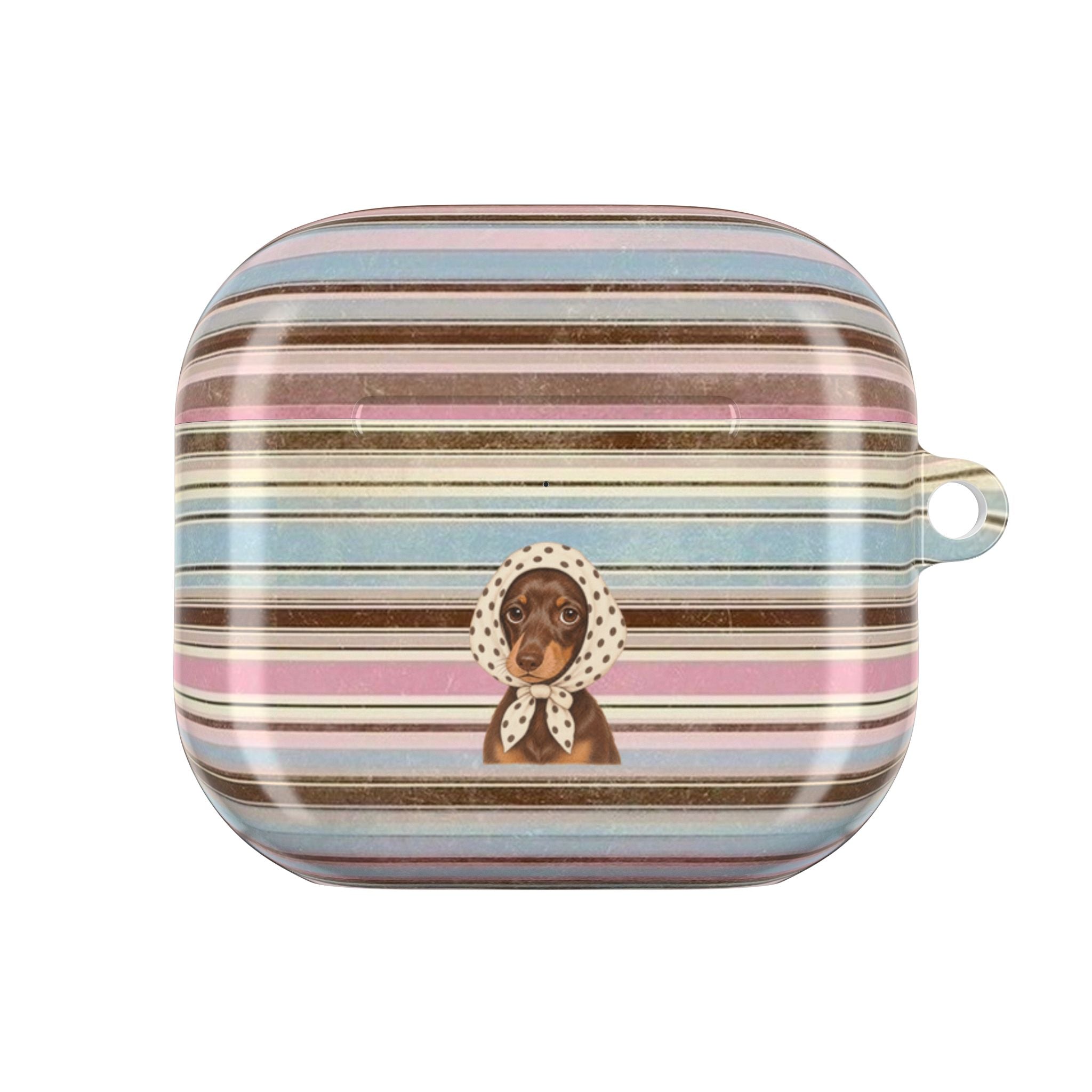 AUTUMN STRIPES PREPPY POLKA DOT DACHSHUND AIRPOD CASE
