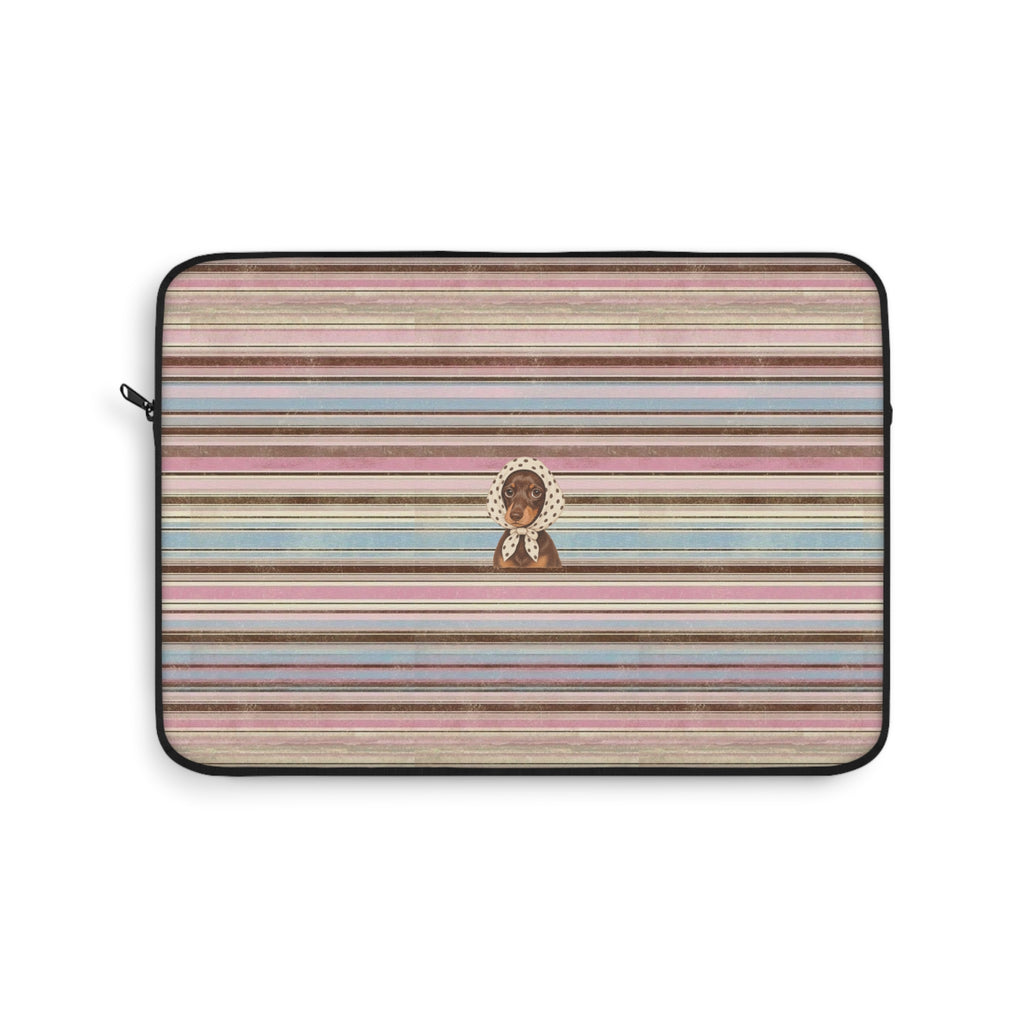 AUTUMN STRIPES PREPPY POLKA DOT DACHSHUND KINDLE IPAD & LAPTOP SLEEVE