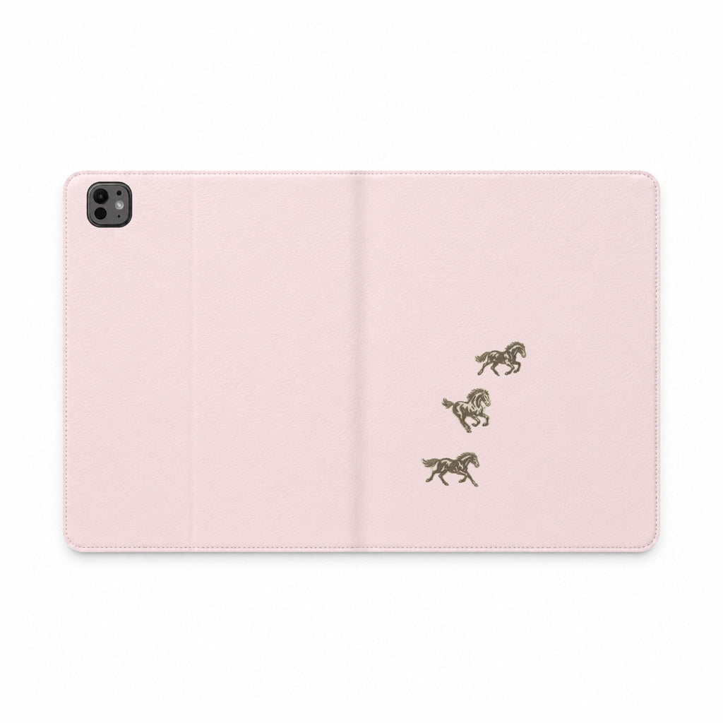 PINK MINI WESTERN RODEO HORSES IPAD TABLET FOLIO CASE