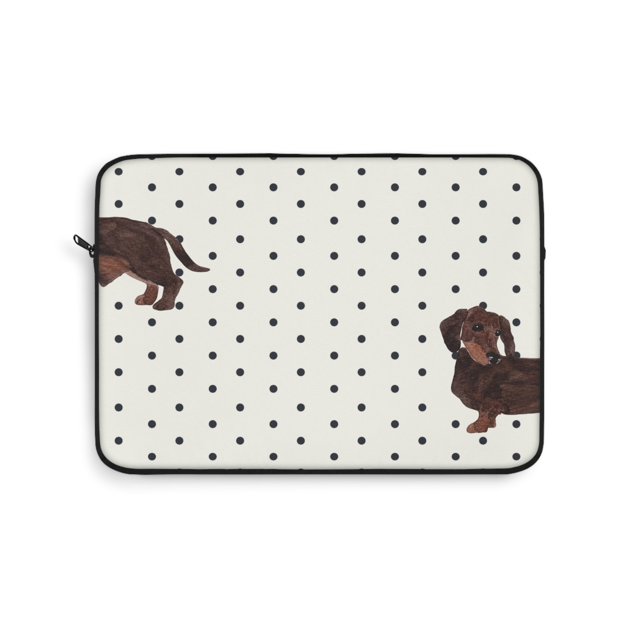 BLACK & WHITE POLKA DOTS DACHSHUND KINDLE IPAD & LAPTOP SLEEVE