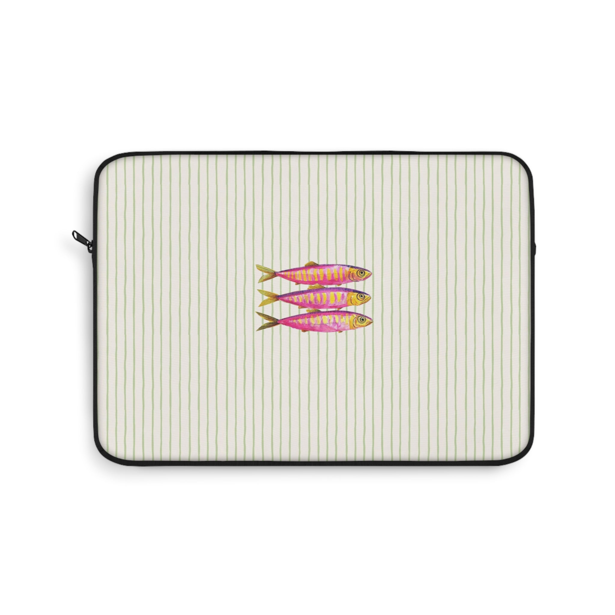 GREEN STRIPES PINK SARDINES KINDLE IPAD & LAPTOP SLEEVE