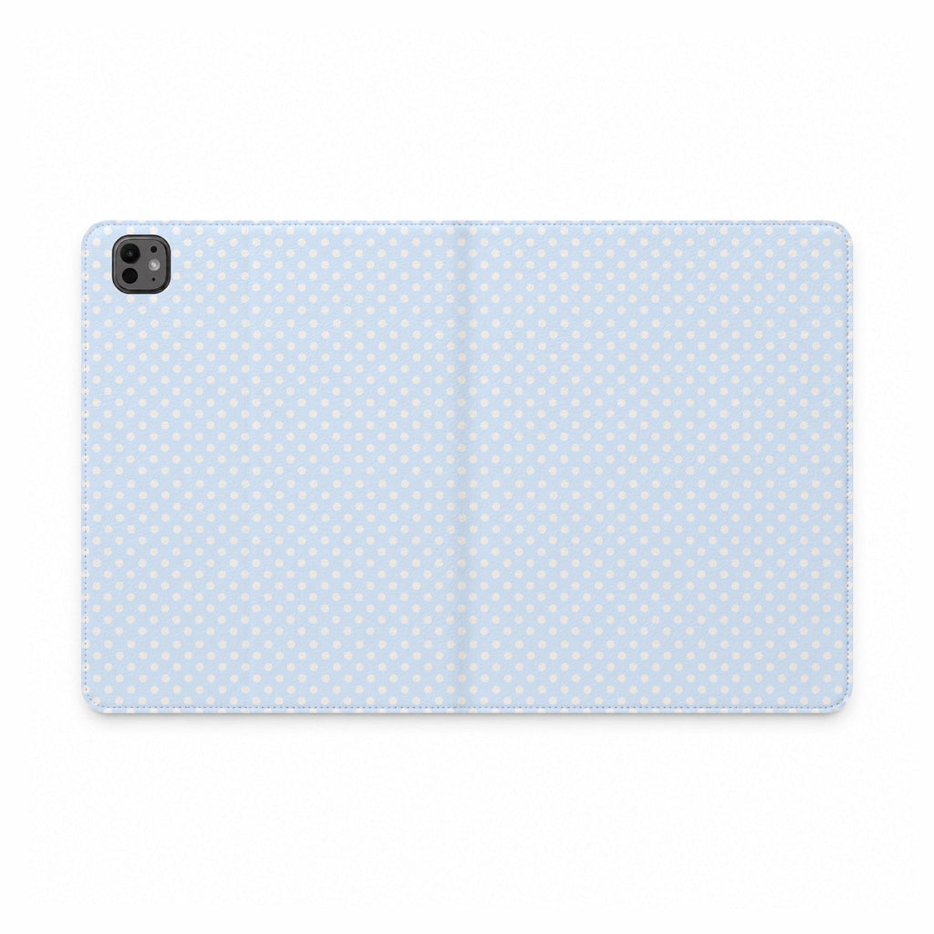SNOW BLUE POLKA DOTS IPAD TABLET FOLIO CASE