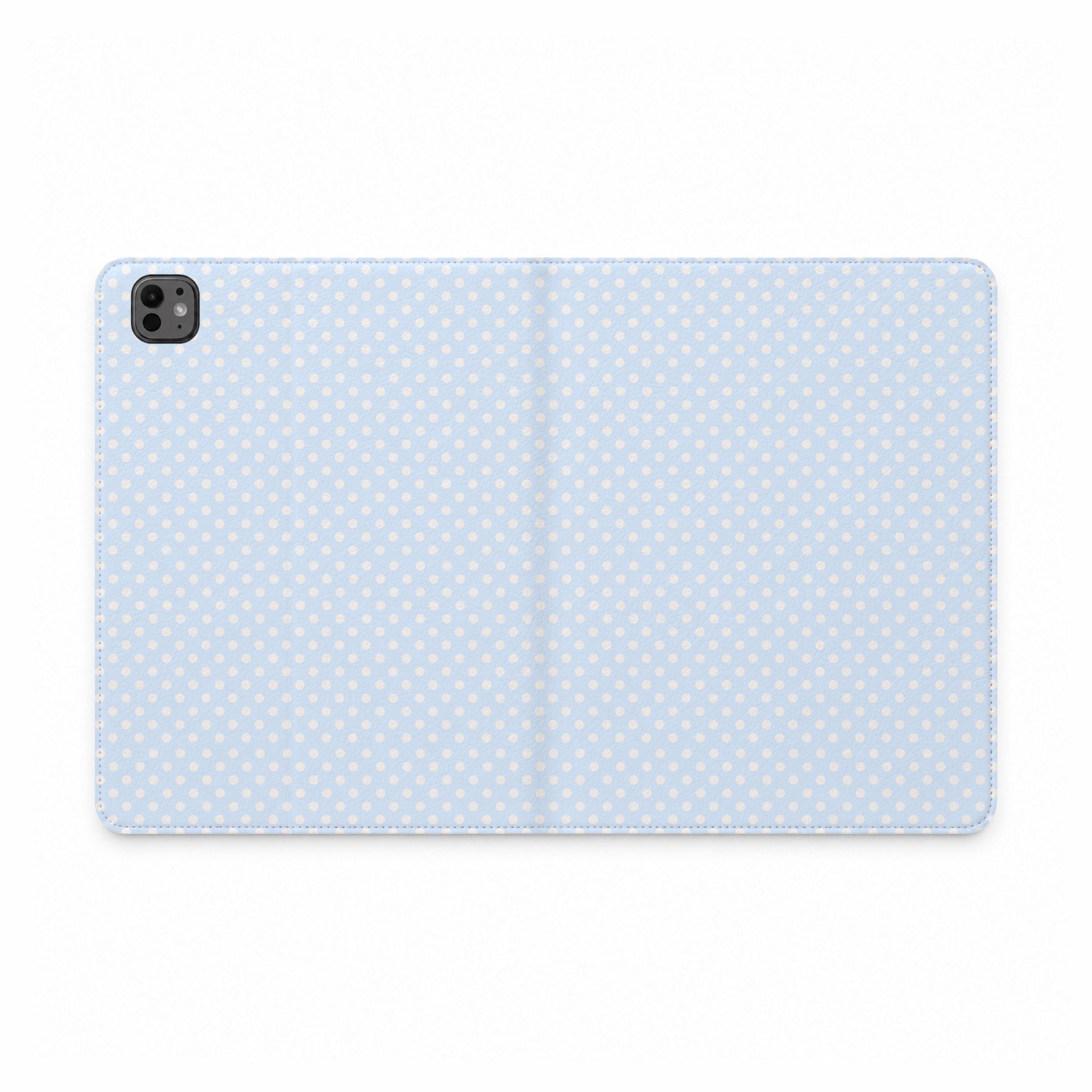 SNOW BLUE POLKA DOTS IPAD TABLET FOLIO CASE