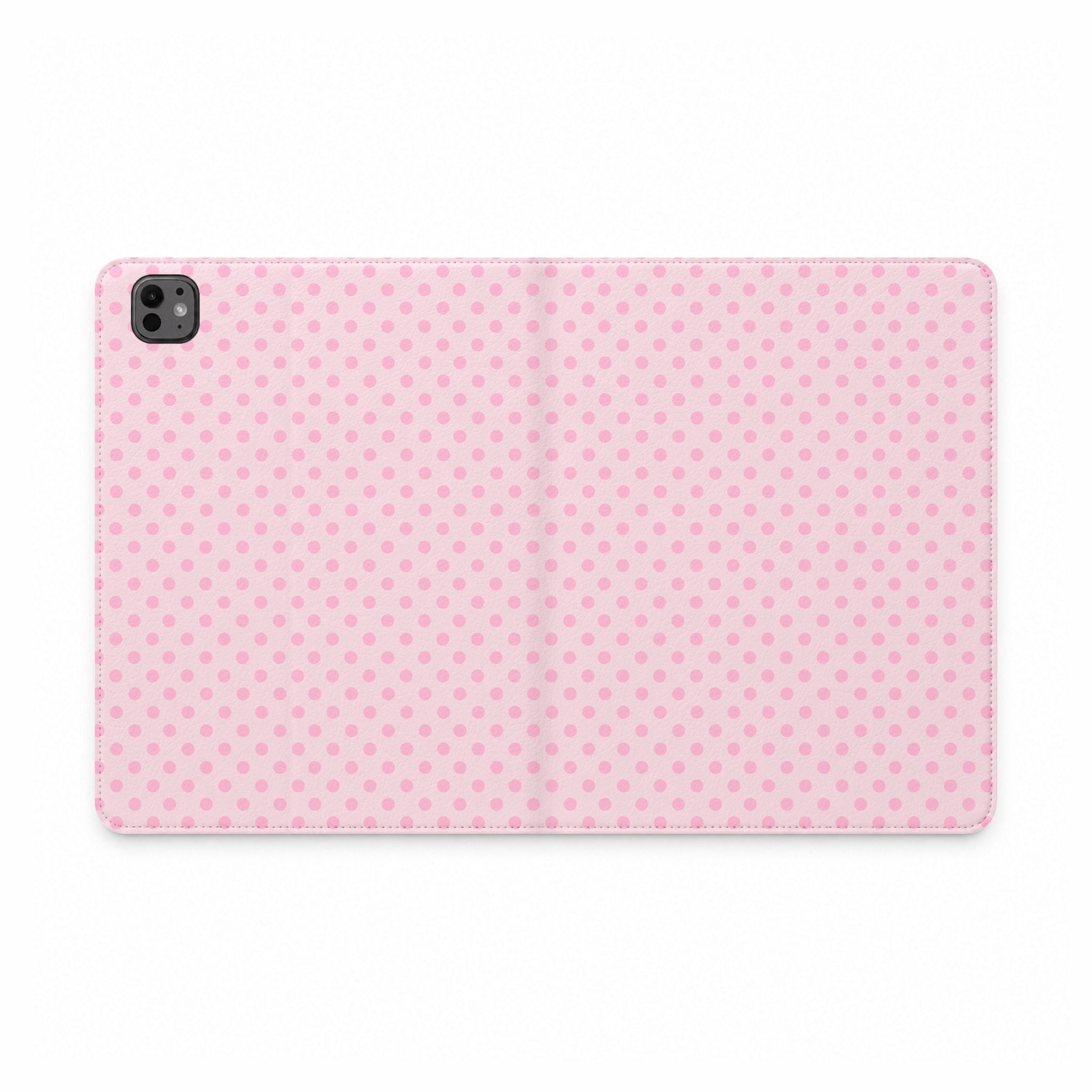 BABY PINK POLKA DOTS IPAD TABLET FOLIO CASE